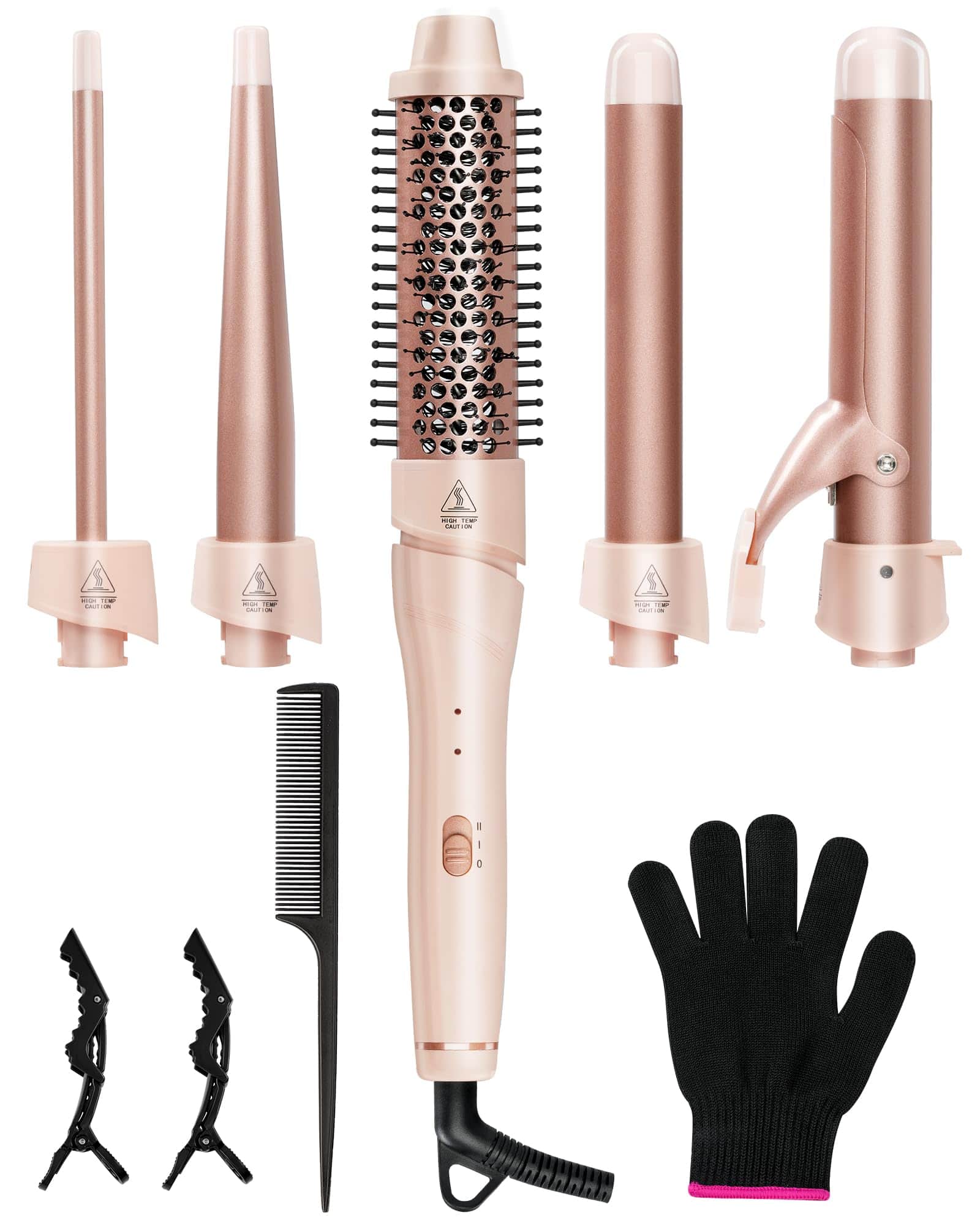 Stylel Star - 5 In 1 Curling Iron Set Fast Heat Up Wand From 3/8 To