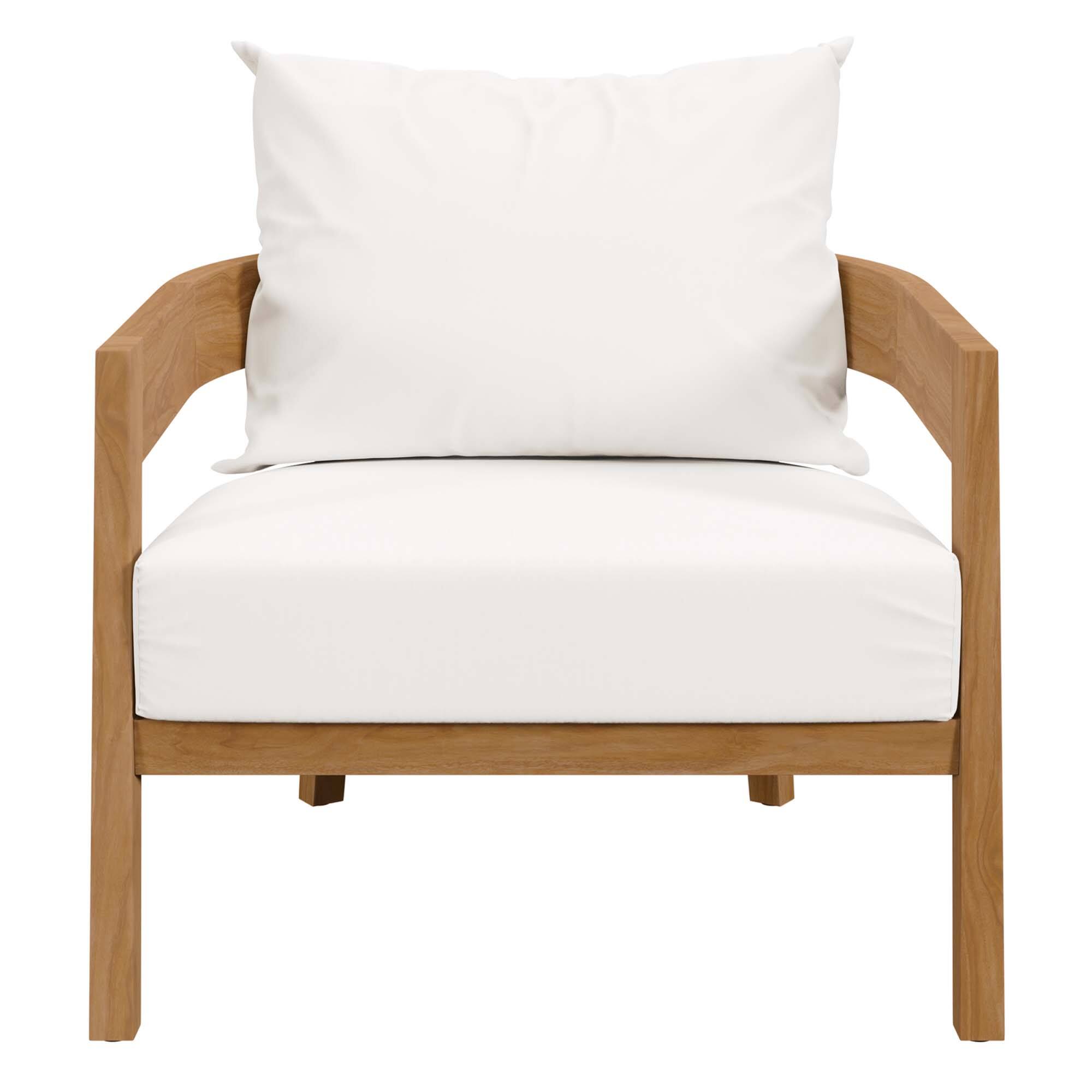 Alt View 4. Modway - Brisbane Teak Wood Outdoor Patio Armchair by Modway - Natural White.
