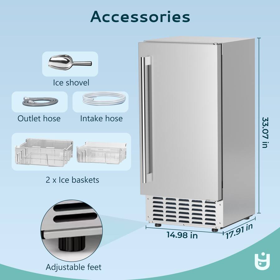 Ice Intake Port SIMZLIFE Under Counter Nugget Ice Maker 66Lbs/Day, Gravity Drainage ...