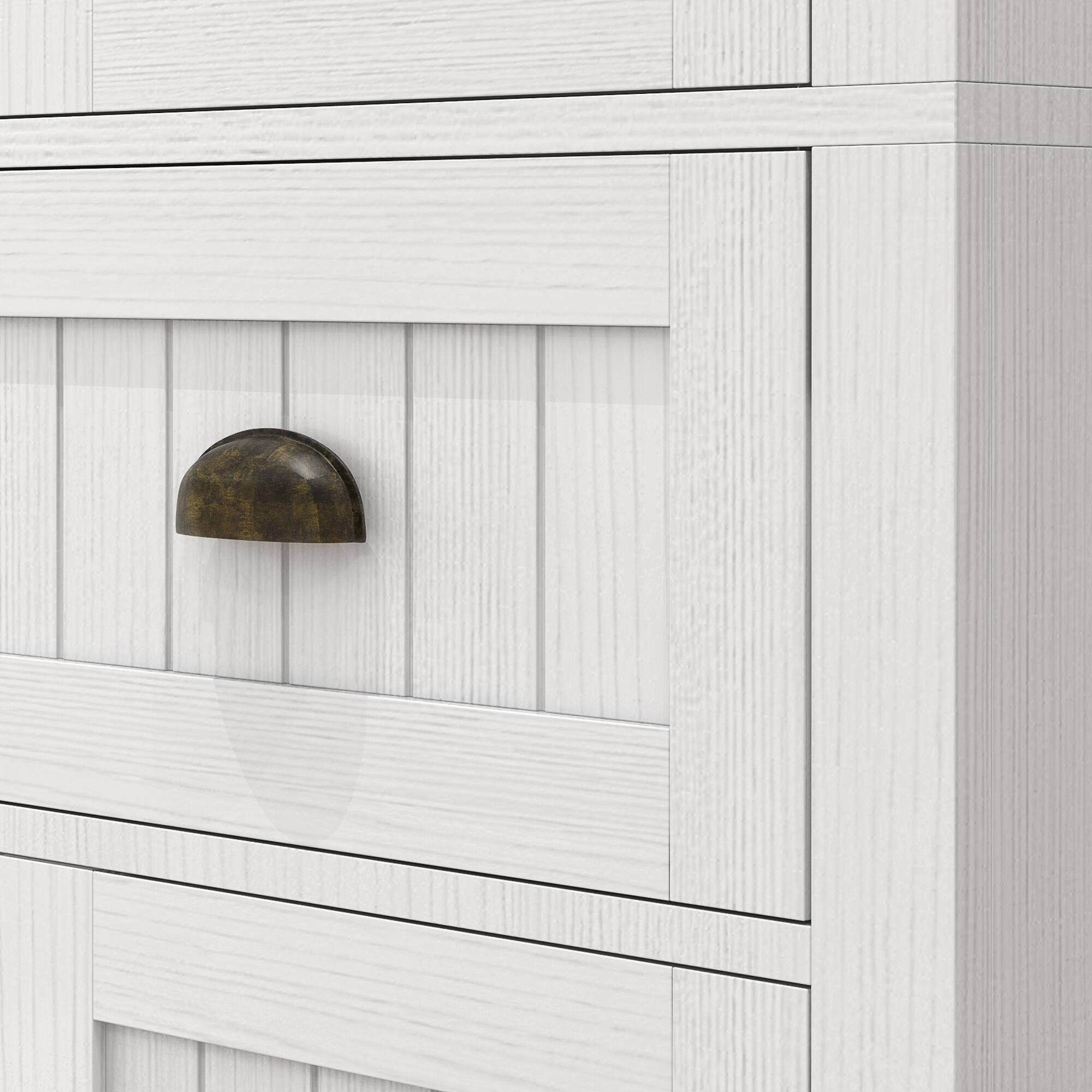 Alt View 5. Homcom - 72" Farmhouse Pantry Cabinet, 4 Soft-Close Doors, 2 Shelves, Drawer - Distressed White.