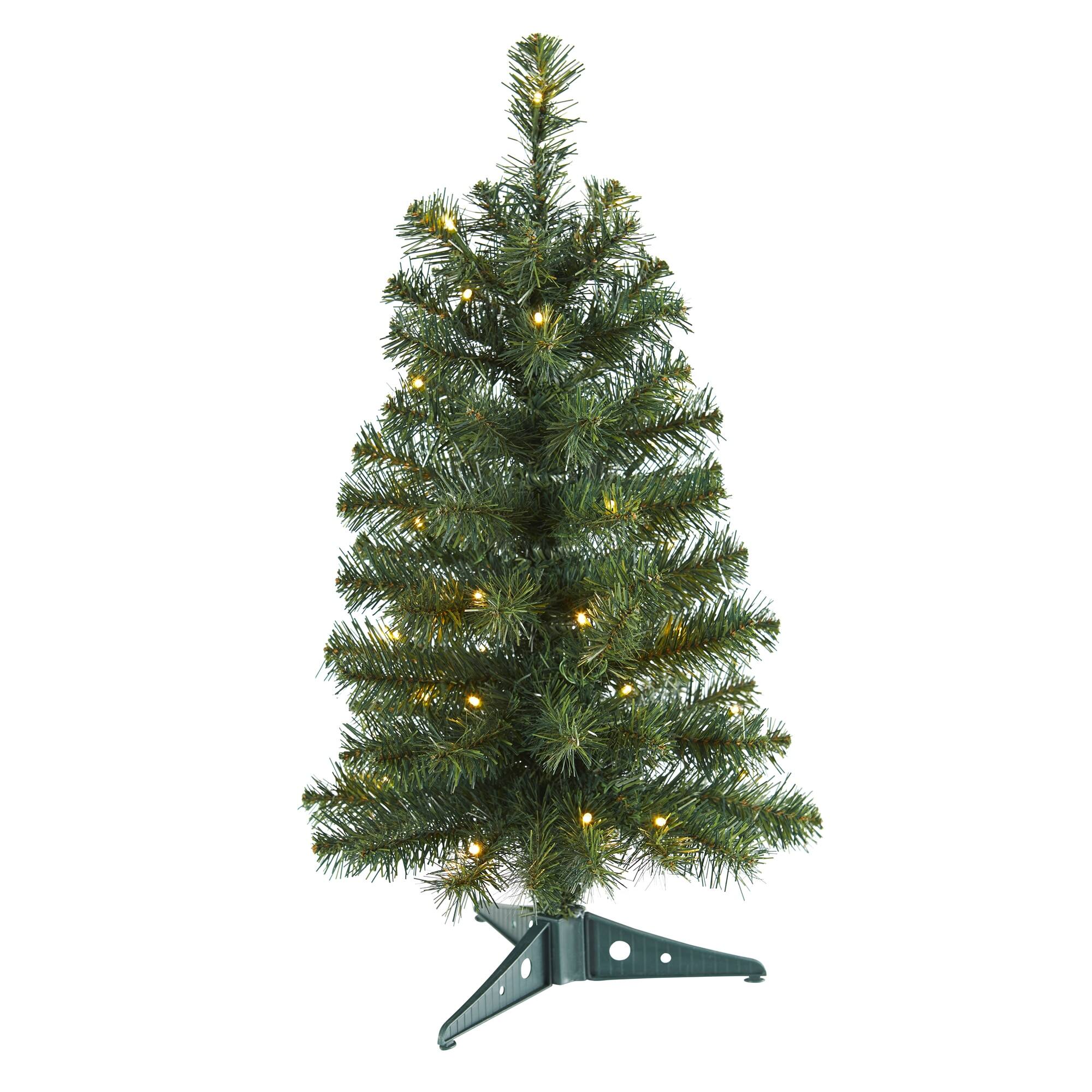 Front. BreeBe - 2’ Green Christmas Tree with 35 LED Lights and 72 Tips - Green.