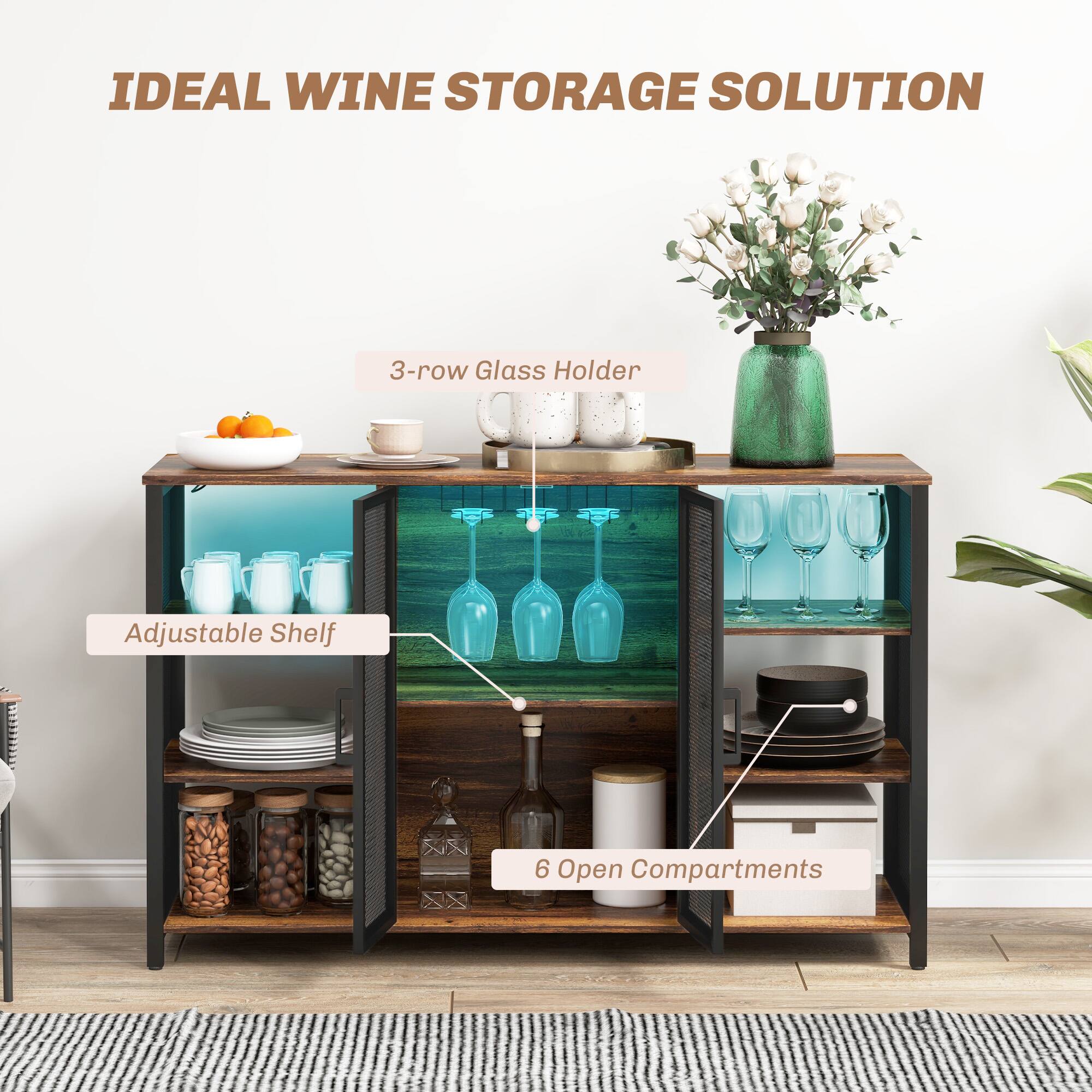 IDEAL WINE STORAGE SOLUTION
3-row Glass Holder
Adjustable Shelf
6 Open Compartments
