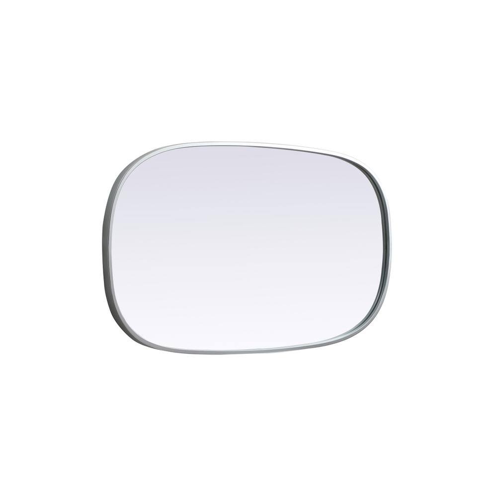Left. Elegant Decor - Metal Frame Oval Mirror 20x36 Inch in Silver - Silver.