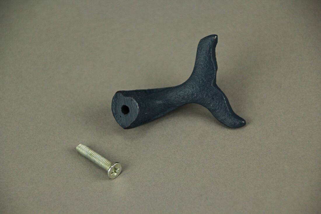 Alt View 8. Zeckos - Navy Blue Cast Iron Whale Tail Drawer or Cabinet Door Pulls Set of 12 - Navy.