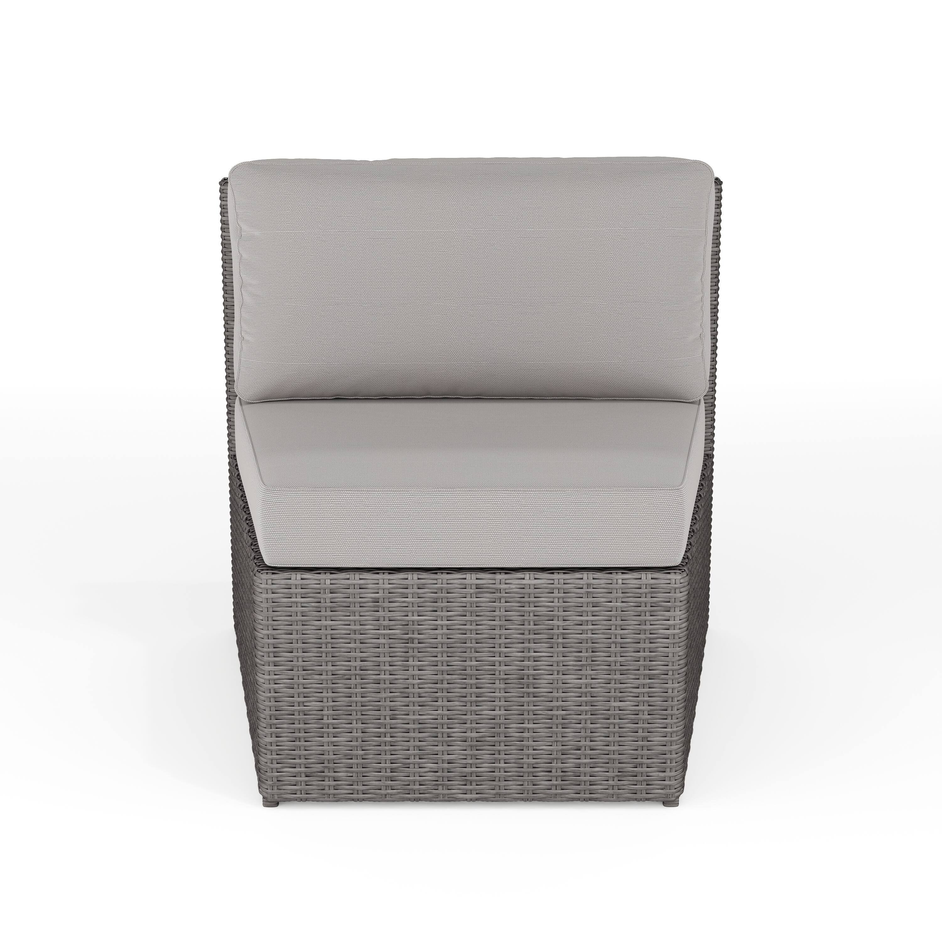 Alt View 10. Martha Stewart - Bedford Outdoor Modular Rattan Wicker Patio Curved Sectional Sofa Seat - Gray Cushions/Gray Frame.