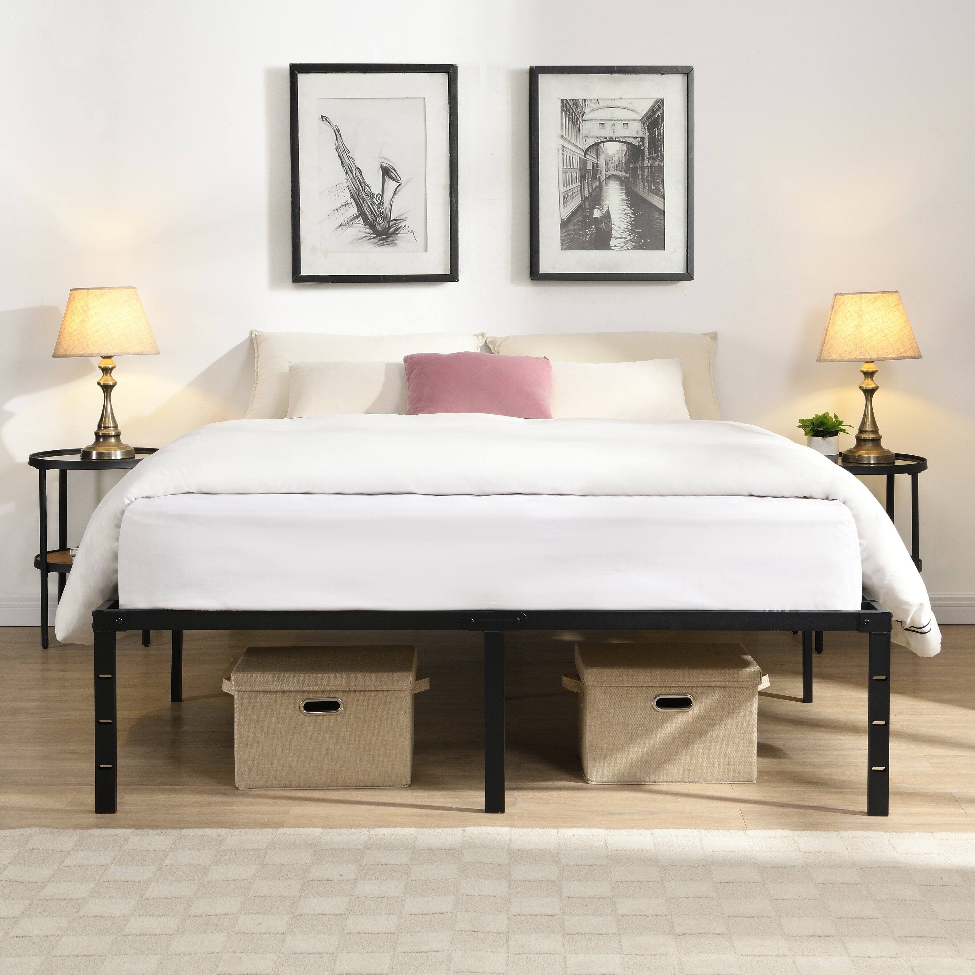 Angle. LUCKY ONE - Queen Size Bed Frame - Black.