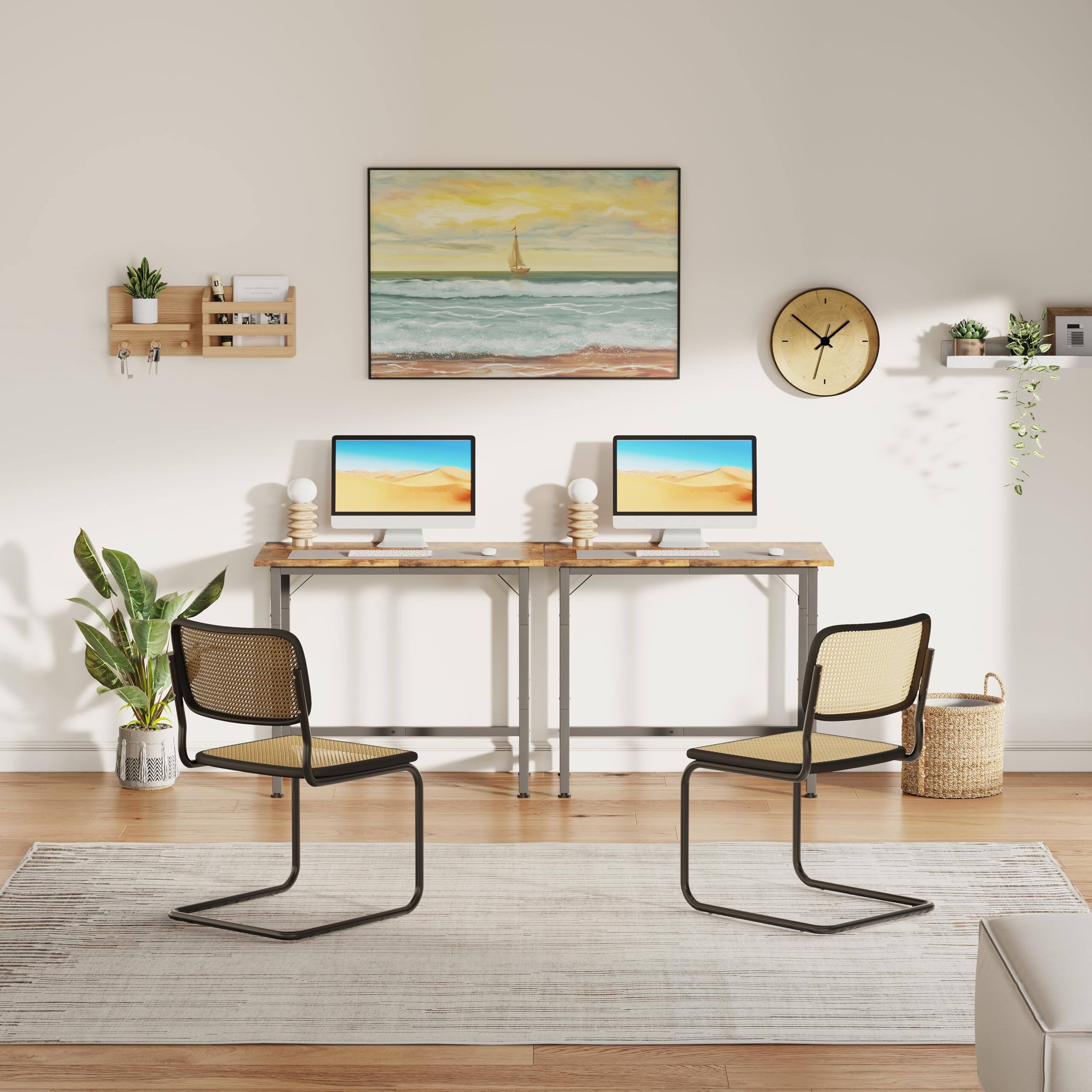 Alt View 3. Fabibe - Small Desk 24 Inch Computer For Spaces Compact Tiny Mini Simple Table Bedroom Home Office Writing Work Study Office Desk - Rustic Brown 24 Inch.