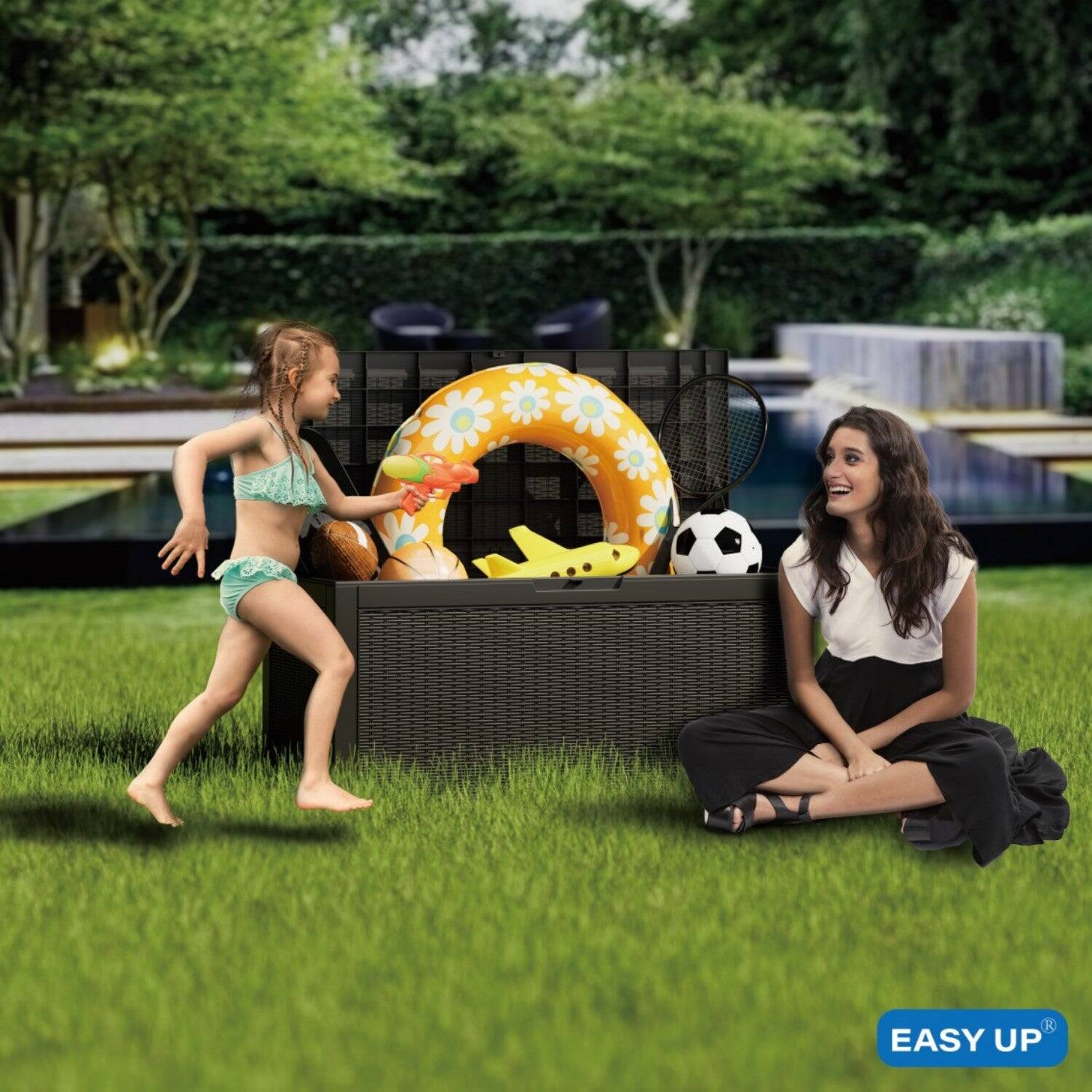 Alt View 2. Mondawe - 100 Gallons Resin Lockable Waterproof Outdoor Deck Box - Black.