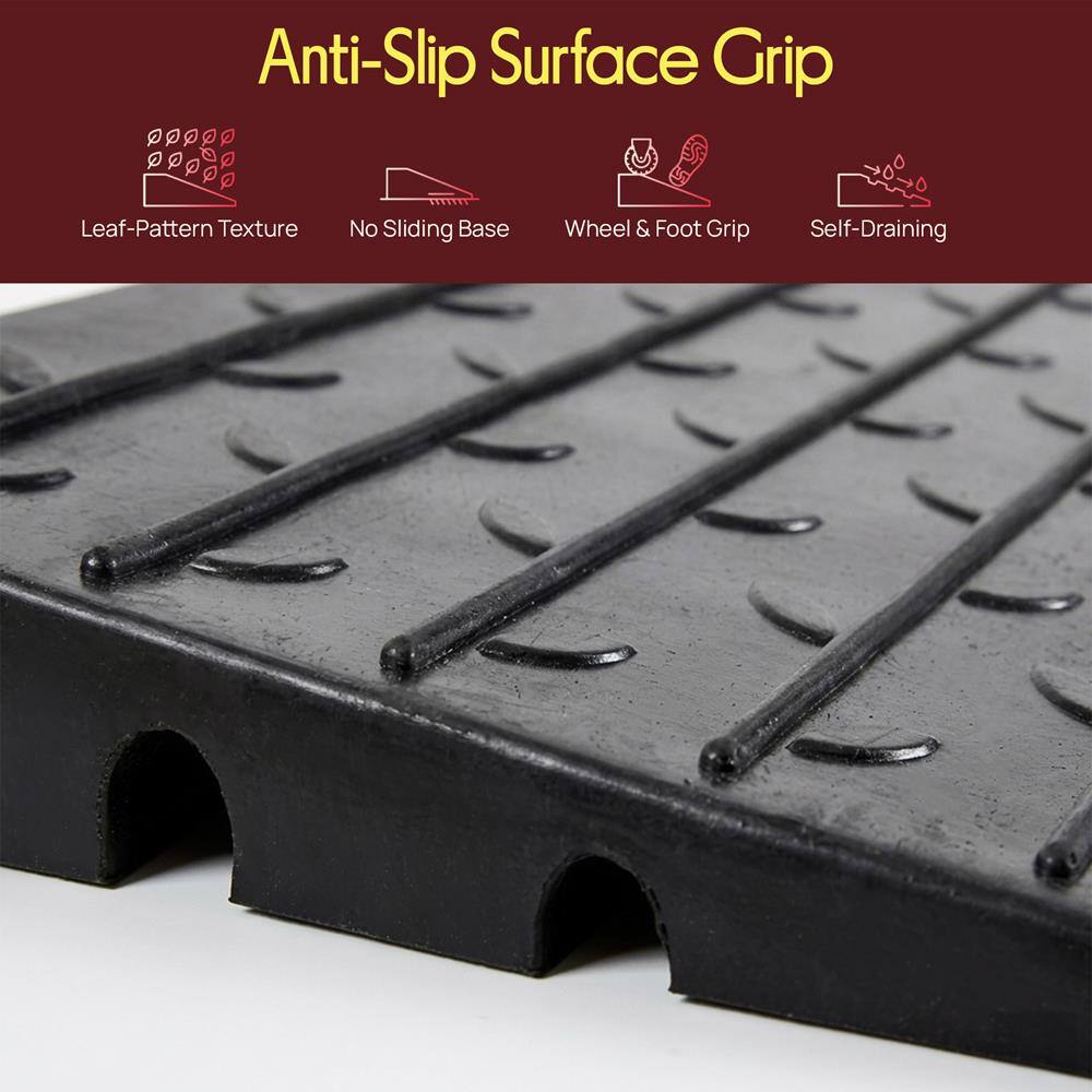 Anti-Slip Surface Grip

- Leaf-Pattern Texture
- No Sliding Base
- Wheel & Foot Grip
- Self-Draining