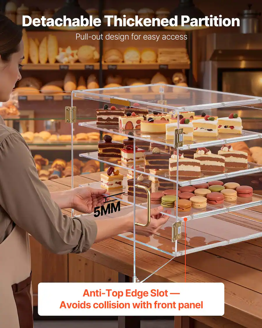 VEVOR Bakery Display Case, 4 Tier Commercial Countertop Pastry Display ...