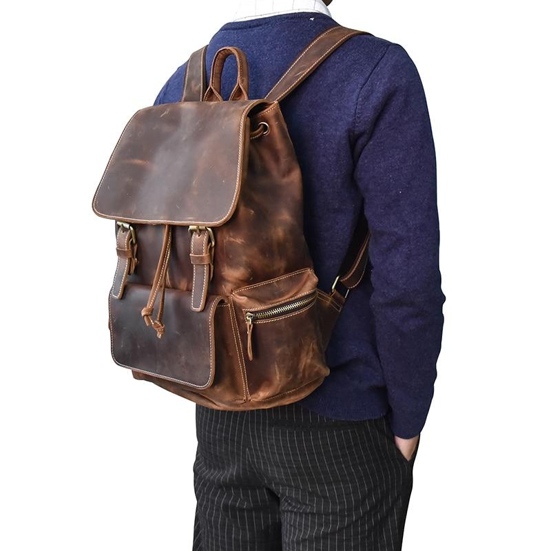 Alt View 8. Steel Horse Leather - The Hagen Backpack | Vintage Leather Backpack - Brown.
