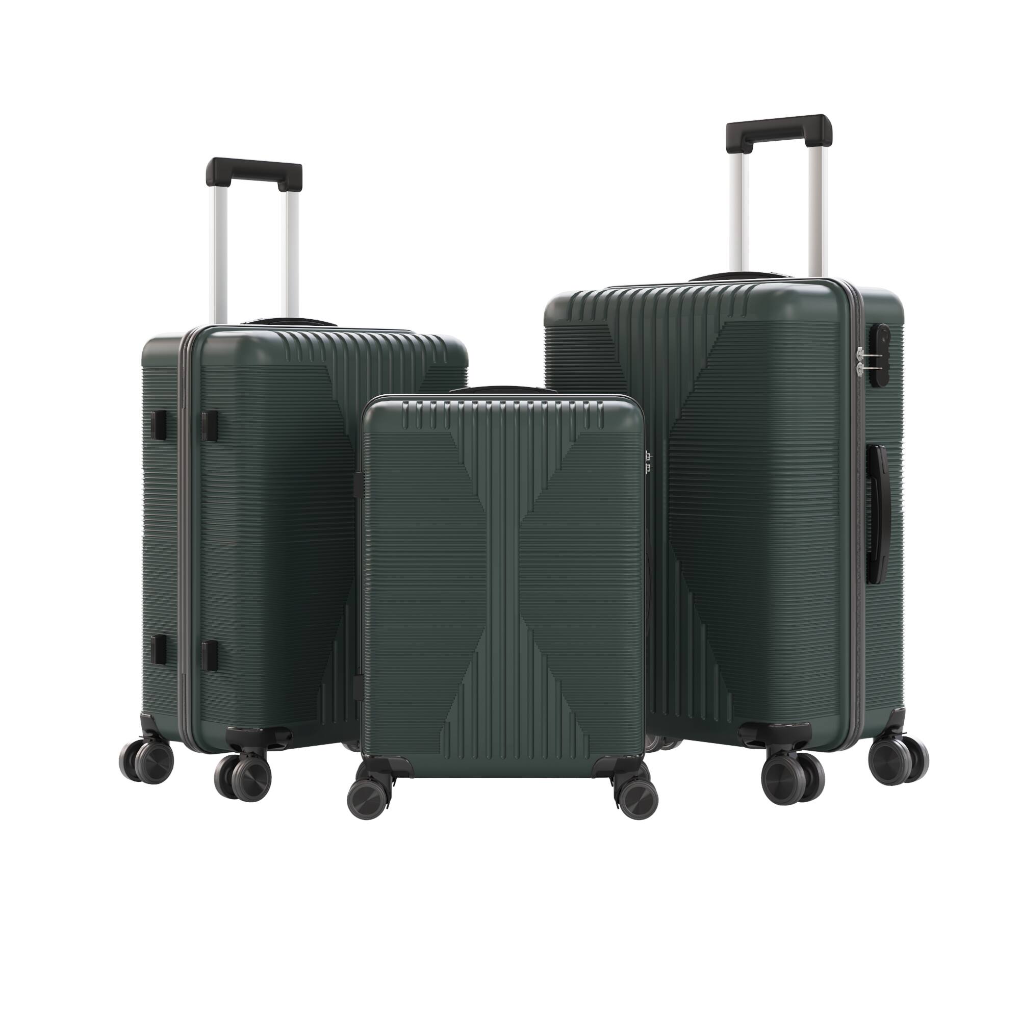 Alt View 1. Winado - 3-in-1 20" 24" 28" Trolley Carry On Luggage Set Spinner Wheels Lightweigh Hardside PP Suitcase Sets with Built-in Lock - Green.
