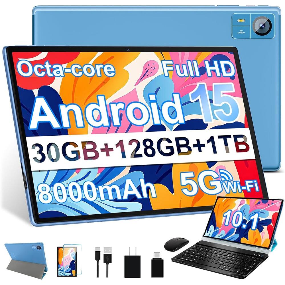 Octa-core Full HD Android 15  
30GB+128GB+1TB  
8000mAh  
5G Wi-Fi  
10.1"