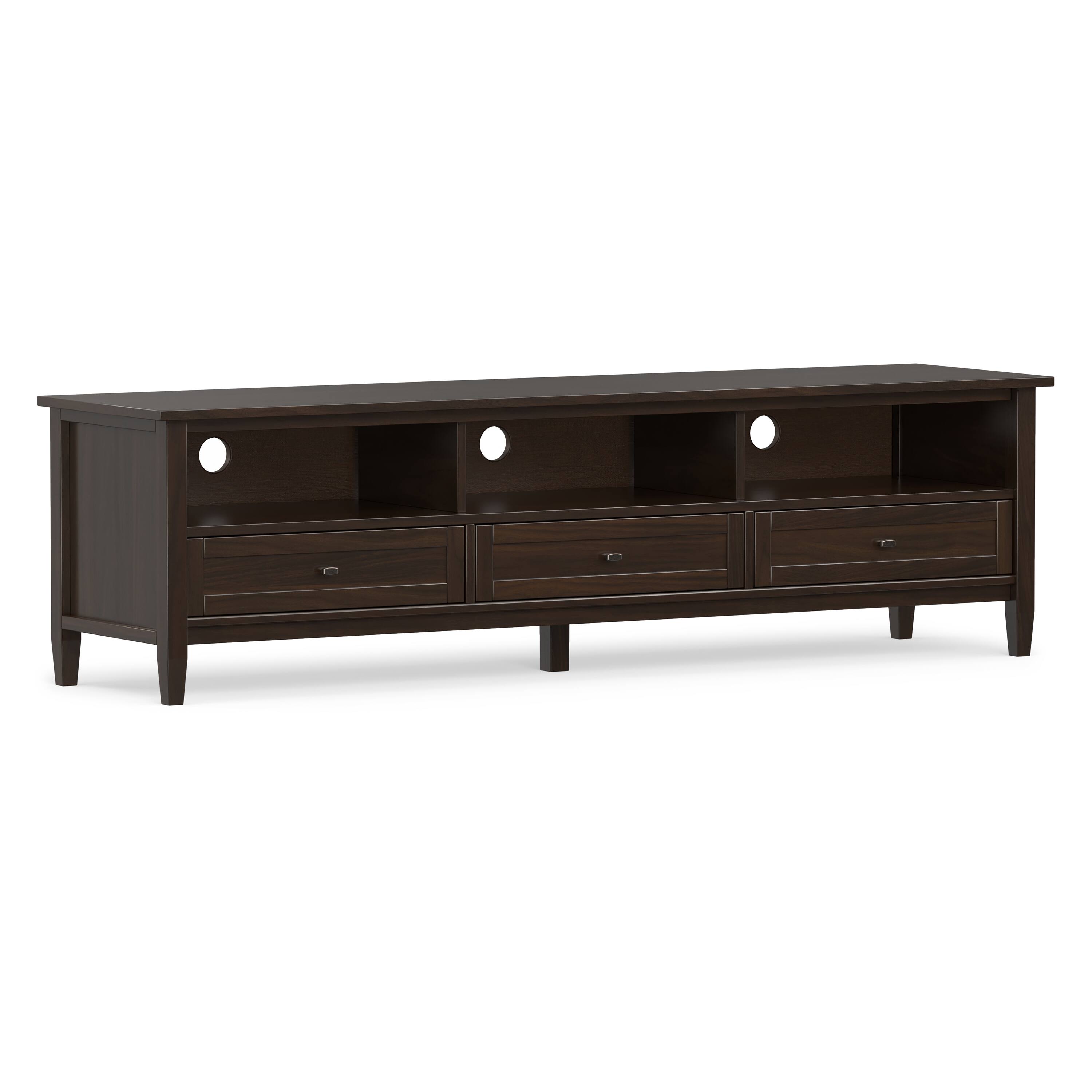 Angle. Simpli Home - Warm Shaker SOLID WOOD 72 inch Low TV Media Stand in Tobacco Brown For TVs up to 80 inches - Tobacco Brown.