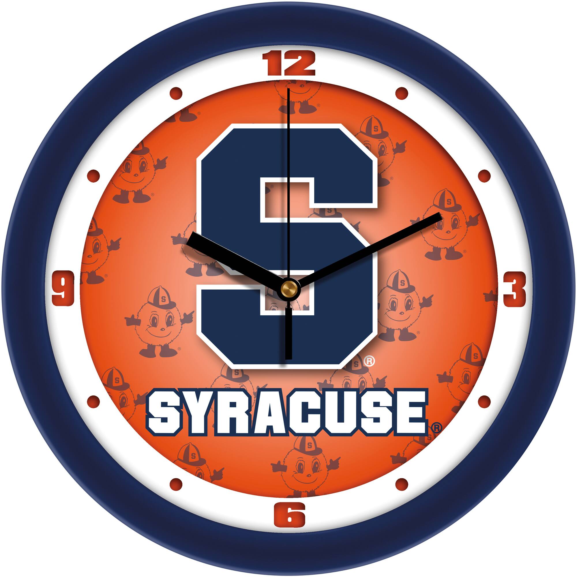 MpDirect - Syracuse Orange 11.5'' Suntime Premium Glass Face Dimension Wall Clock - Multicolor