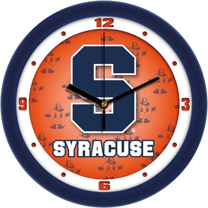 Front. MpDirect - Syracuse Orange 11.5'' Suntime Premium Glass Face Dimension Wall Clock - Multicolor.
