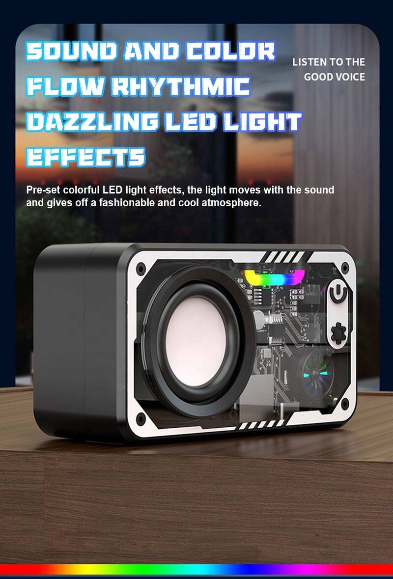 SOUND AND COLOR  
FLOW RHYTHMIC  
DAZZLING LED LIGHT EFFECTS  

Pre-set colorful LED light effects. The light moves with the sound and gives off a fashionable and cool atmosphere.  

LISTEN TO THE GOOD VOICE