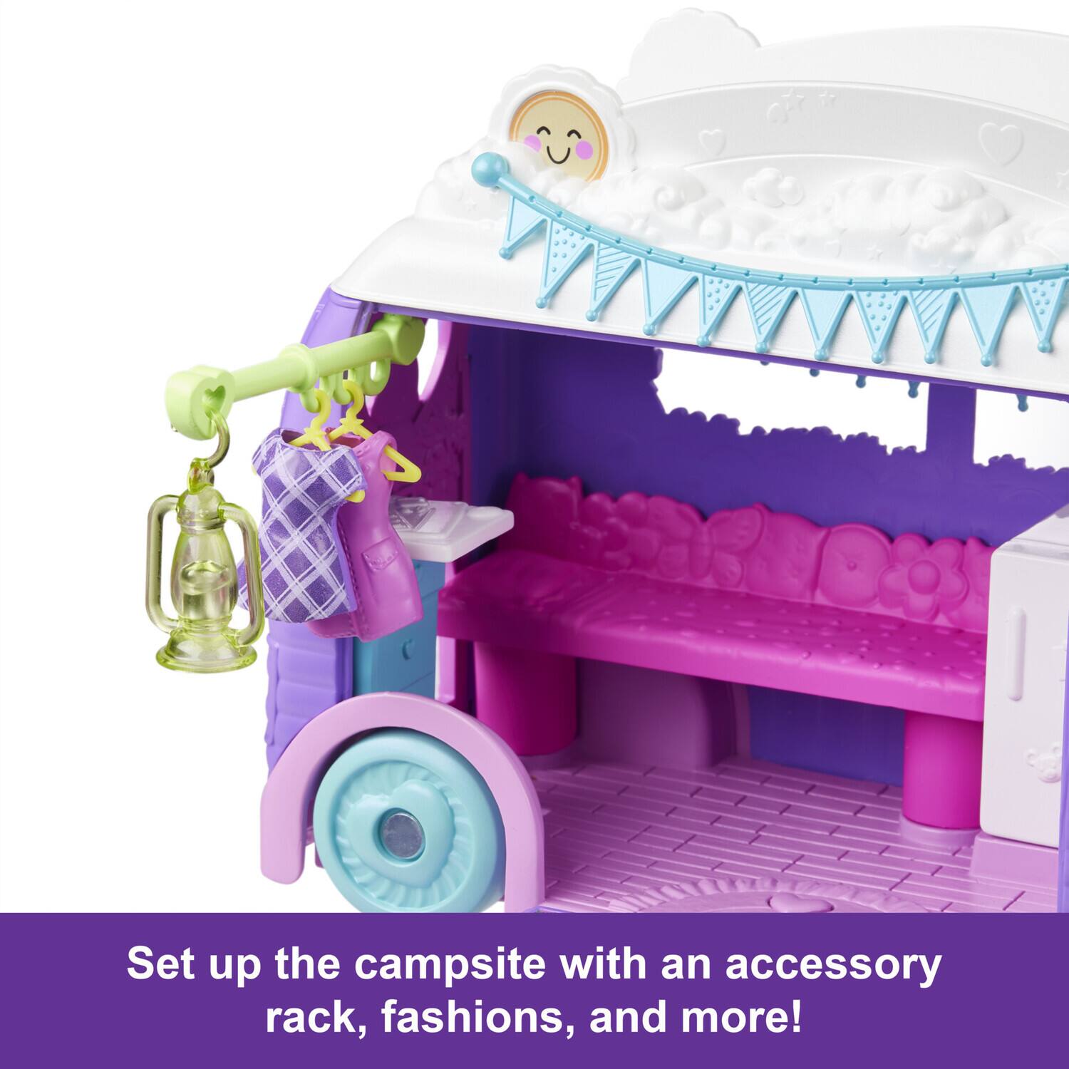 Set up the campsite with an accessory rack, fashions, and more!
