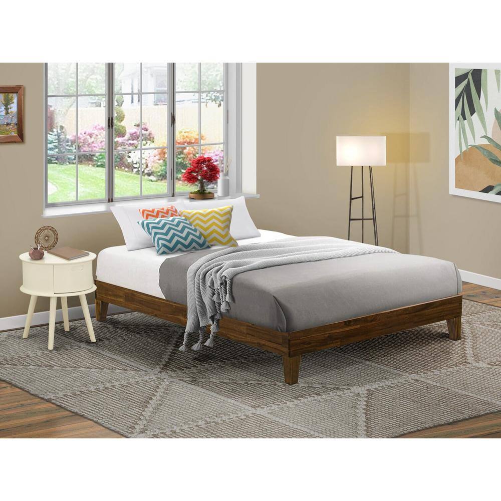 Back. East West Furniture - East West Furniture Queen Size Bed Frame with 4 Solid Wood Legs and 2 Extra Center Legs - Walnut Finish - Multi-Color.