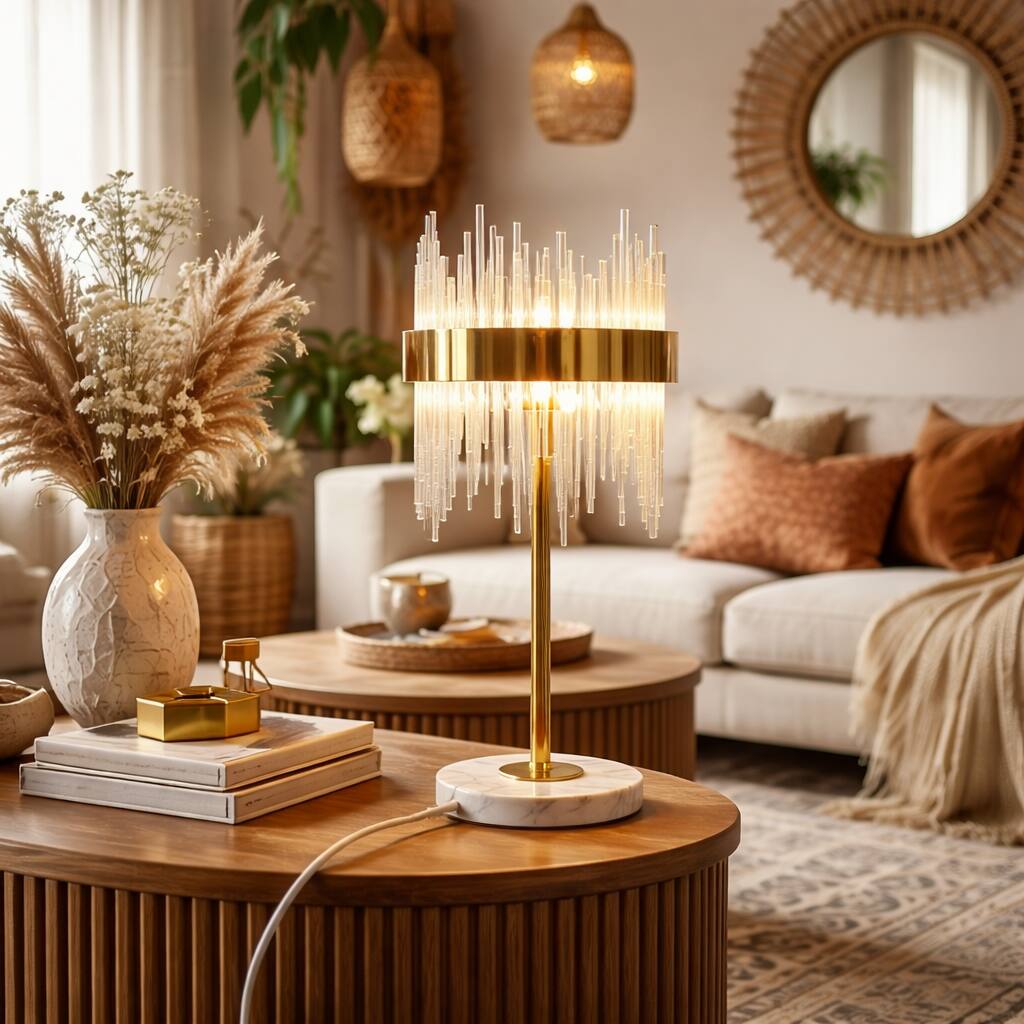 Front. FC Design - 24"H Bronze & Marble Vase w/ Clear Textured Skyline Shade Table Lamp.