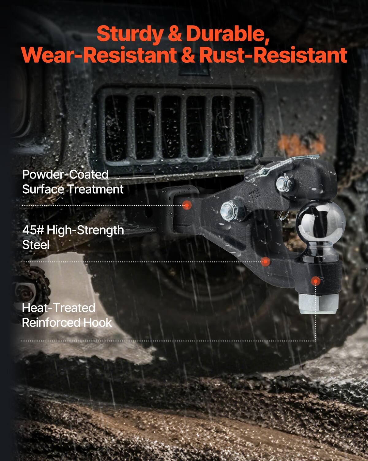 Sturdy & Durable, Wear-Resistant & Rust-Resistant

- Powder-Coated Surface Treatment
- 45# High-Strength Steel
- Heat-Treated Reinforced Hook