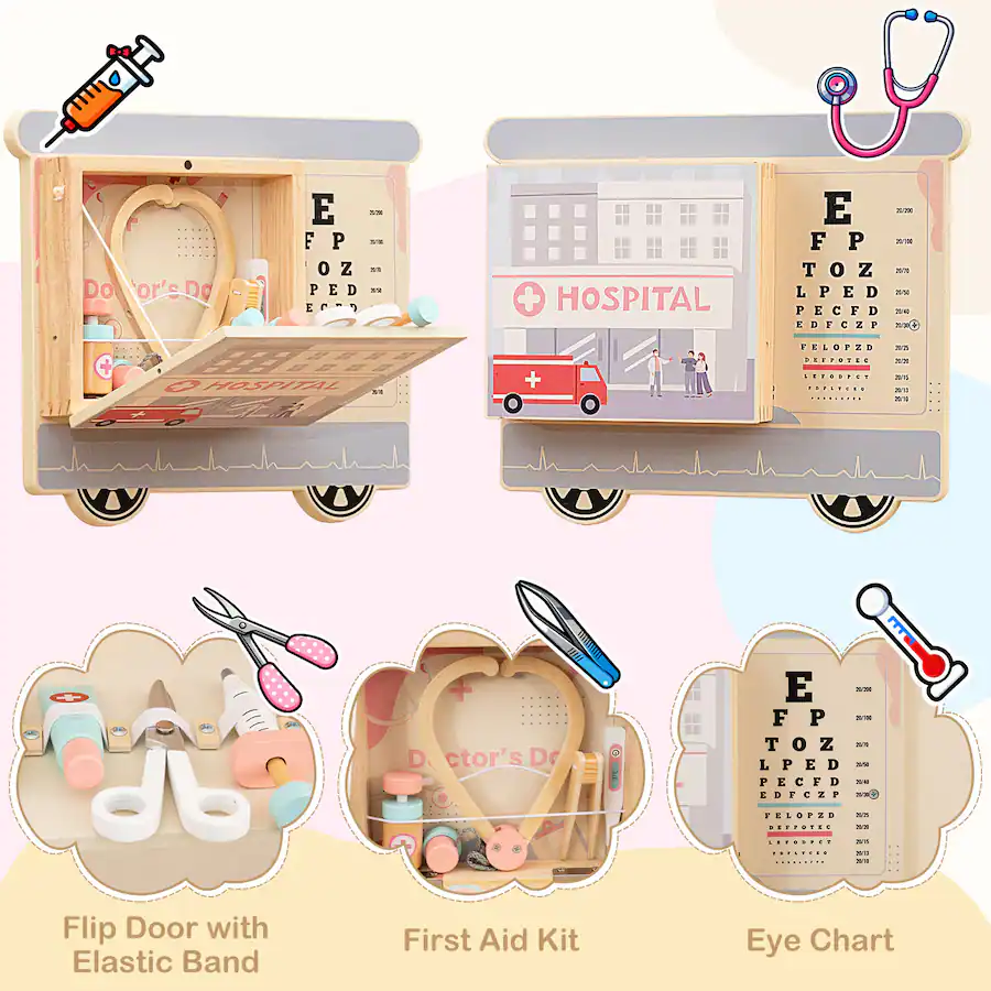 Gymax Wooden Sensory Wall Panel for Kids w/ Vanity Tool Box Play ...