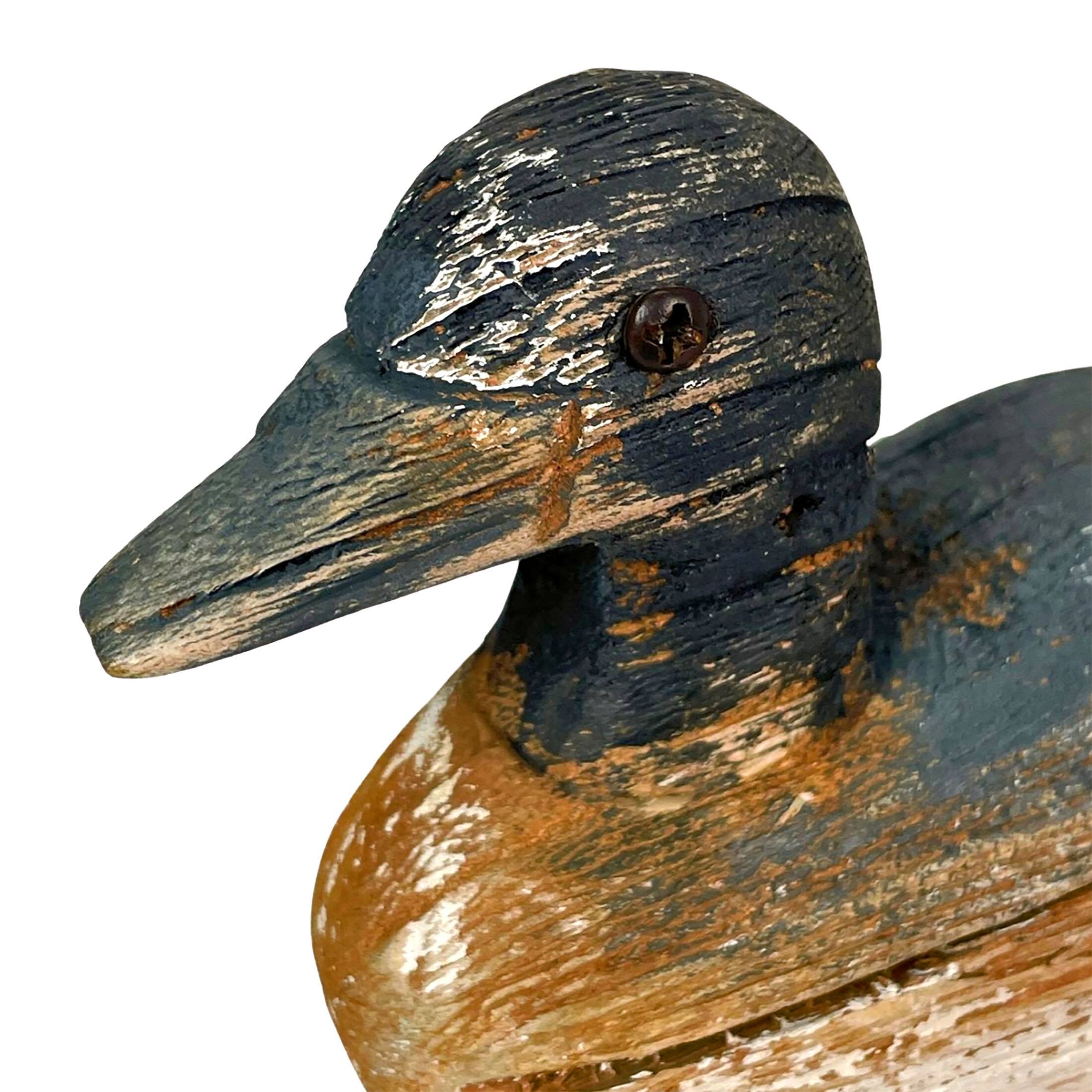 Alt View 2. Things2Die4 - Vintage Wooden Duck Figurine 7.5" Hand-Carved Rustic Folk Art Home Decor - Blue.