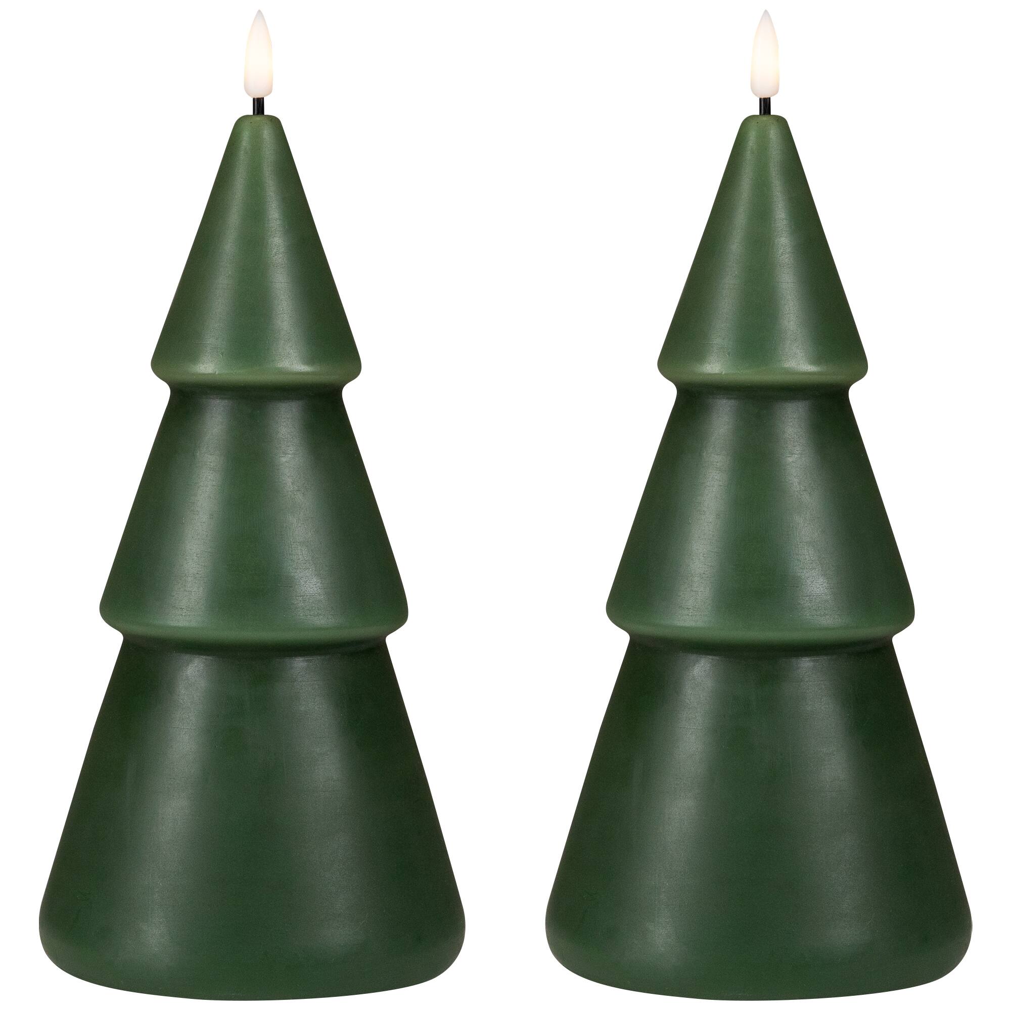 Alt View 1. Northlight - Flameless LED Flickering  Christmas Tree Wax Candles - 10.5" - Green - Set of 2.