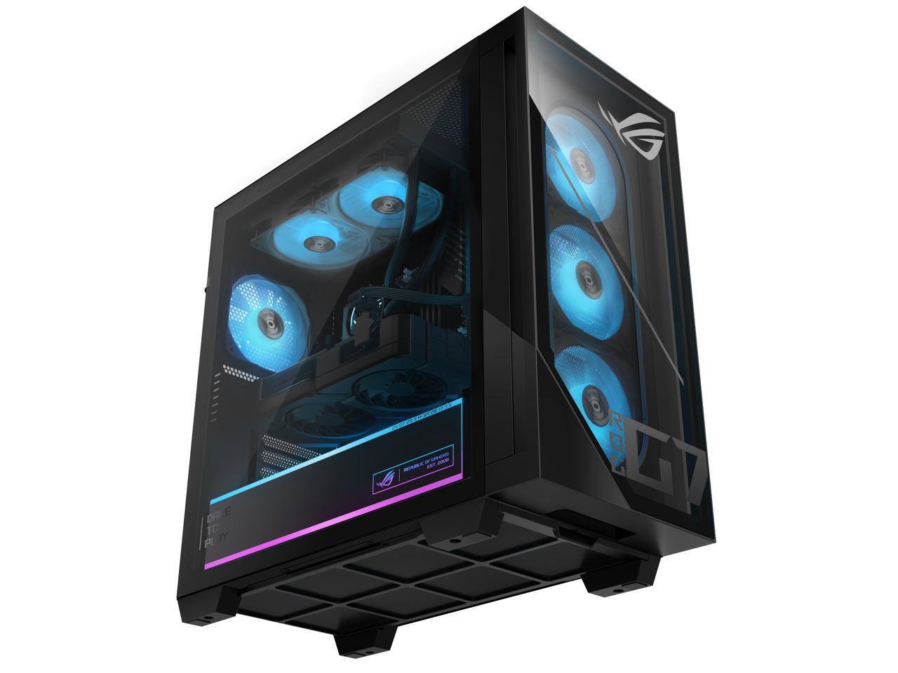 Alt View 4. ASUS - ASUS Gaming Desktop PC GM700TZ-NS776 AMD Ryzen 7 9800X3D 32GB DDR5 1TB NVMe SSD AMD Radeon RX 9070 XT Windows 11 Home - Black.