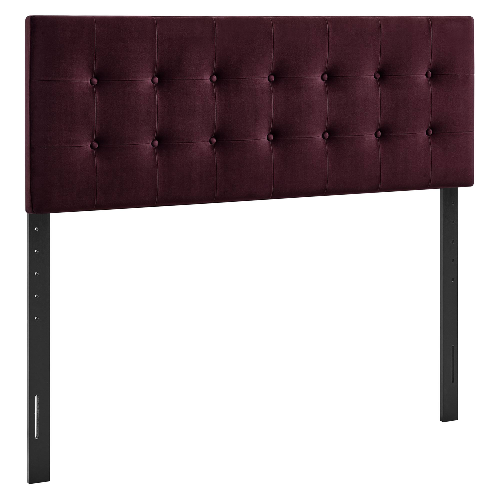 Angle. Modway - Emily Stain-Resistant Performance Velvet King Size Headboard - Mulberry.