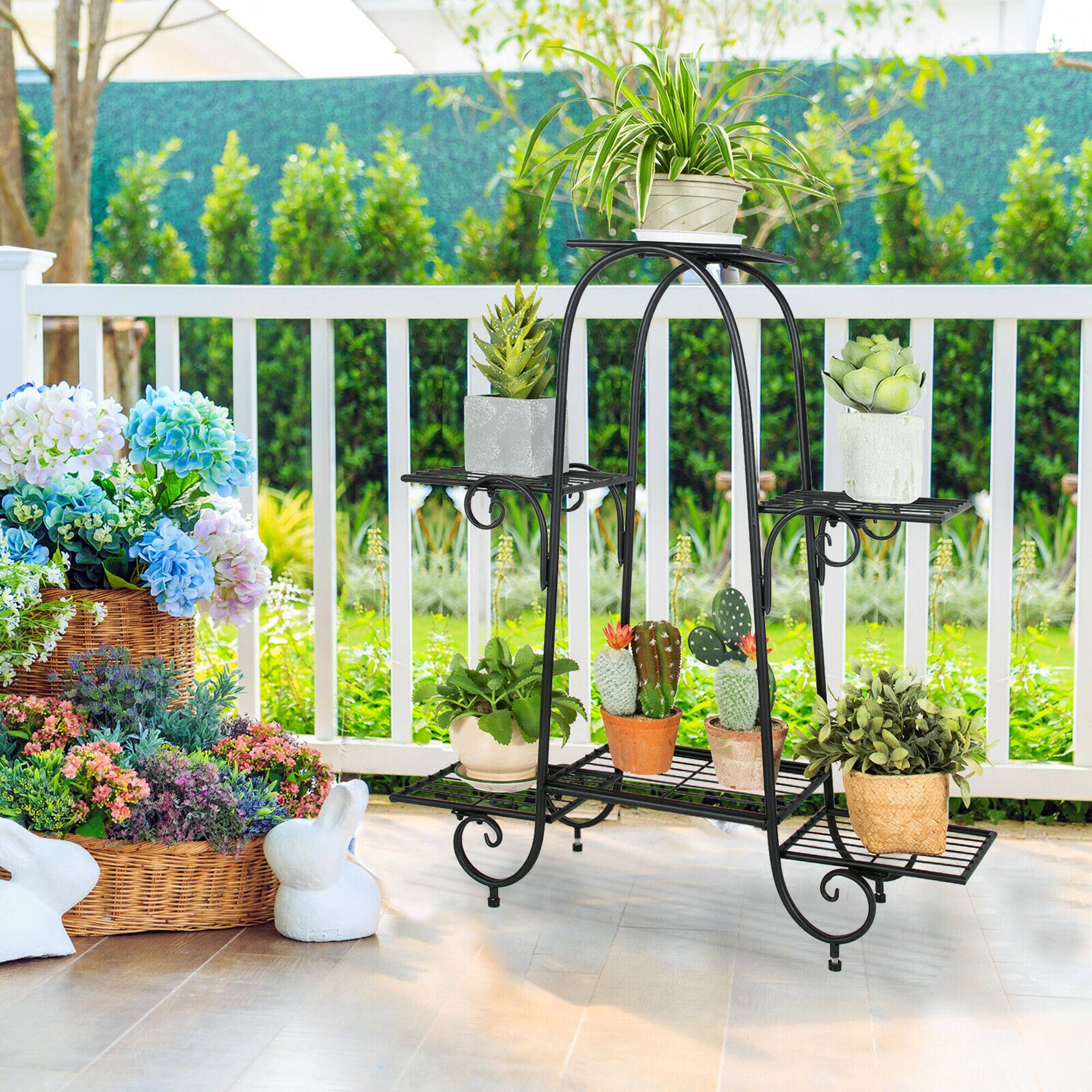 Costway 6 Tier Flower Pot Holder Metal Vertical Shelves Corner
