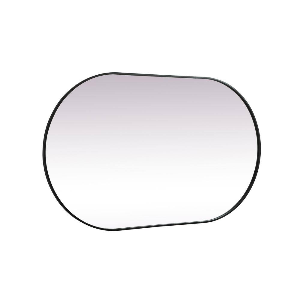 Left. Elegant Decor - Metal Frame Oval Mirror 36x60 Inch in Black - Black.