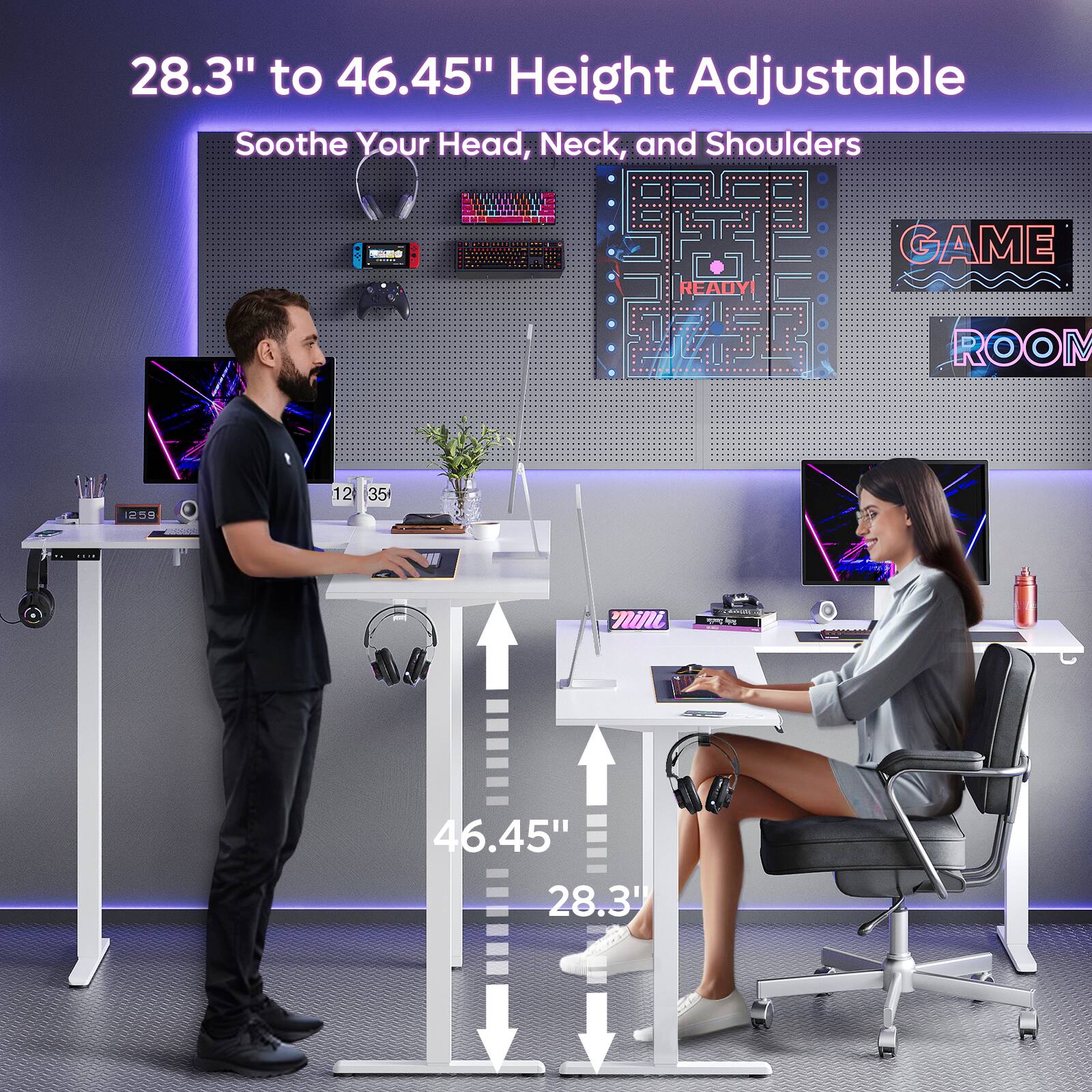 28.3" to 46.45" Height Adjustable Soothe Your Head, Neck, and Shoulders