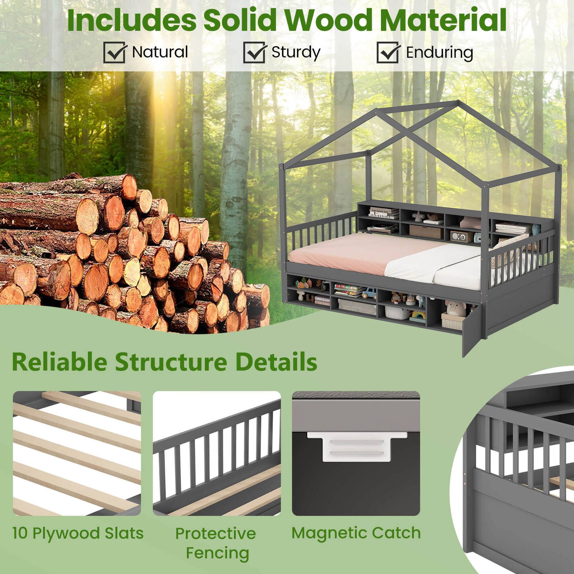 Includes Solid Wood Material, Natural, Sturdy, Enduring, Reliable Structure Details, 10 Plywood Slats, Protective, Magnetic Catch, Fencing.