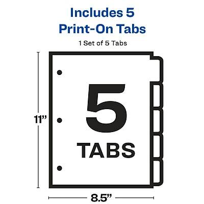 Includes 5 Print-On Tabs  
1 Set of 5 Tabs  
5 Tabs  
11" x 8.5"