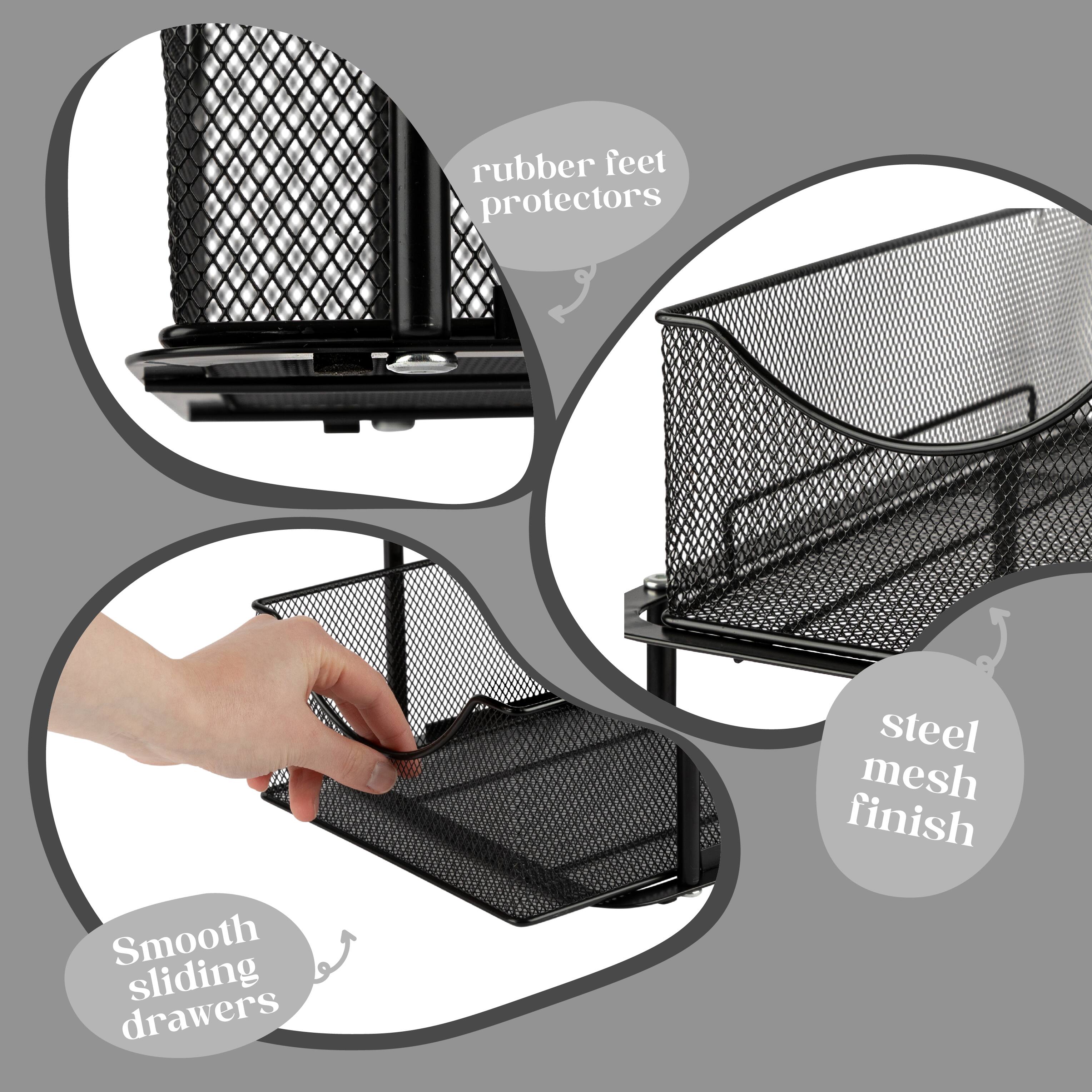 - Rubber feet protectors
- Steel mesh finish
- Smooth sliding drawers