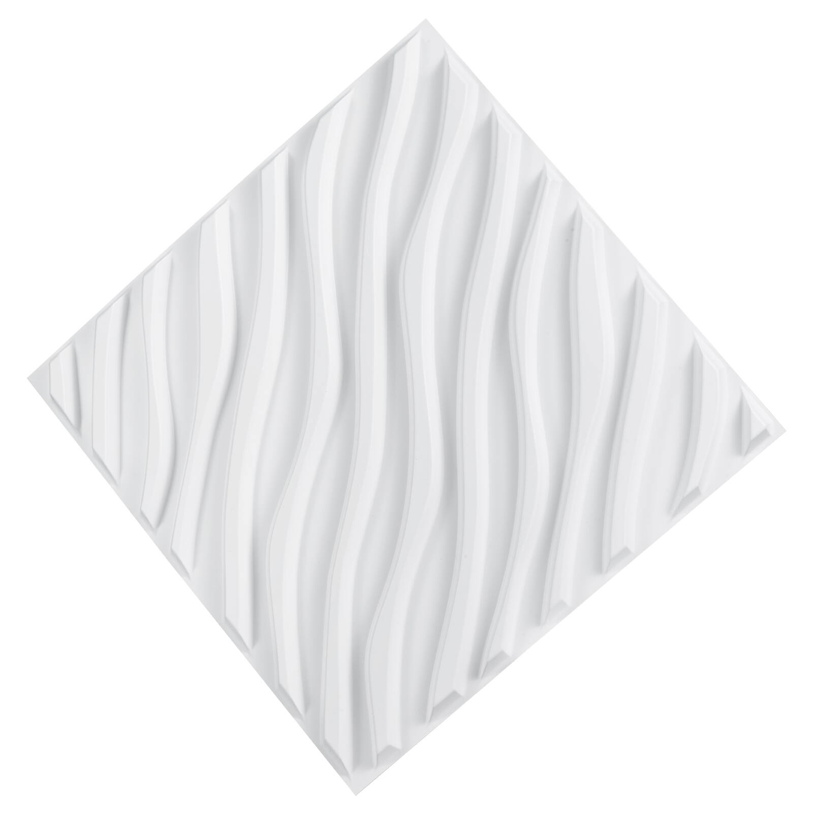Alt View 5. VEVOR - 3D Wall Panels, 12-Pack 19.7 x 19.7 in PVC Modern Art Minimalist Wave Tiles - White.