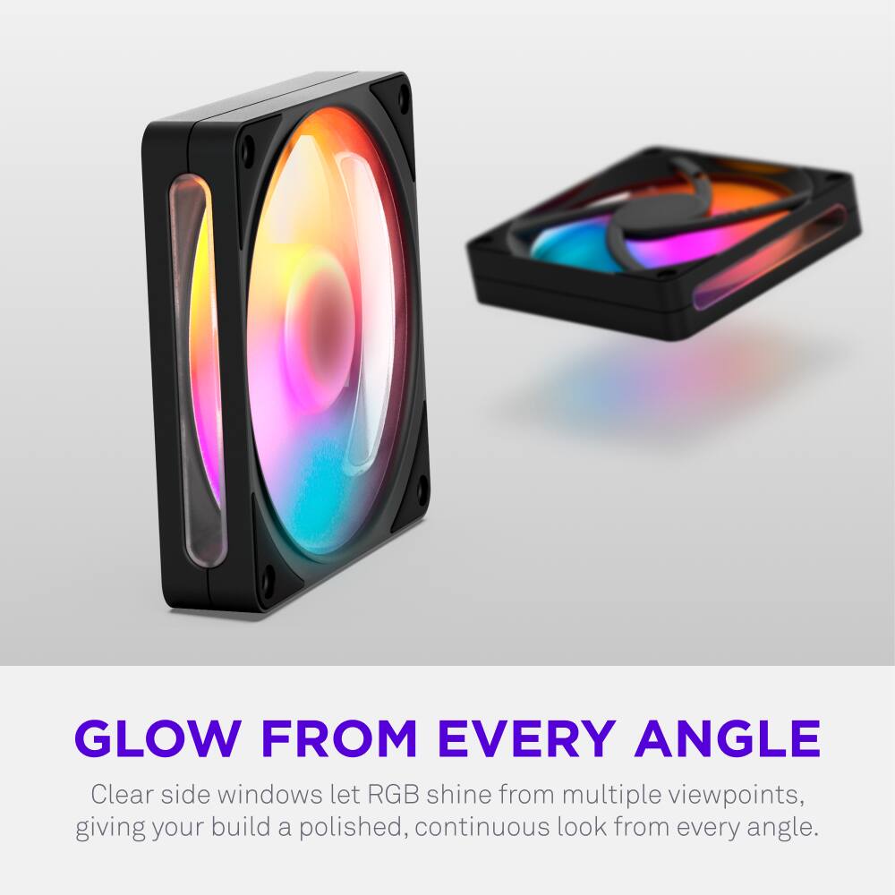 GLOW FROM EVERY ANGLE

Clear side windows let RGB shine from multiple viewpoints, giving your build a polished, continuous look from every angle.