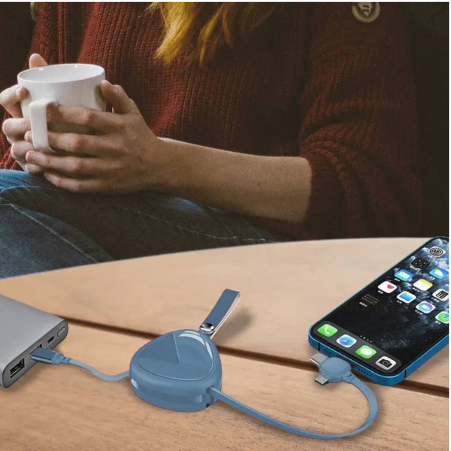 Back. Stock Preferred - 3-in-1 Retractable Fast Charging Cable - White.