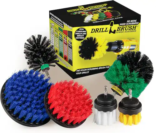 BRUSH DRILL CLEANING DRILL POWERED THE BRUSH STIFFNESS & COLOR CHART DRILLBRUSH SCRUBBING! NO MORE HAND SCRABBING! FITS CORDLESS DRILL POWER SCRUBBER DRILLS AND IMPACT DRIVERS! THE NYLON SCRUBBING BRUSH FOR YOUR DRILL!!!
