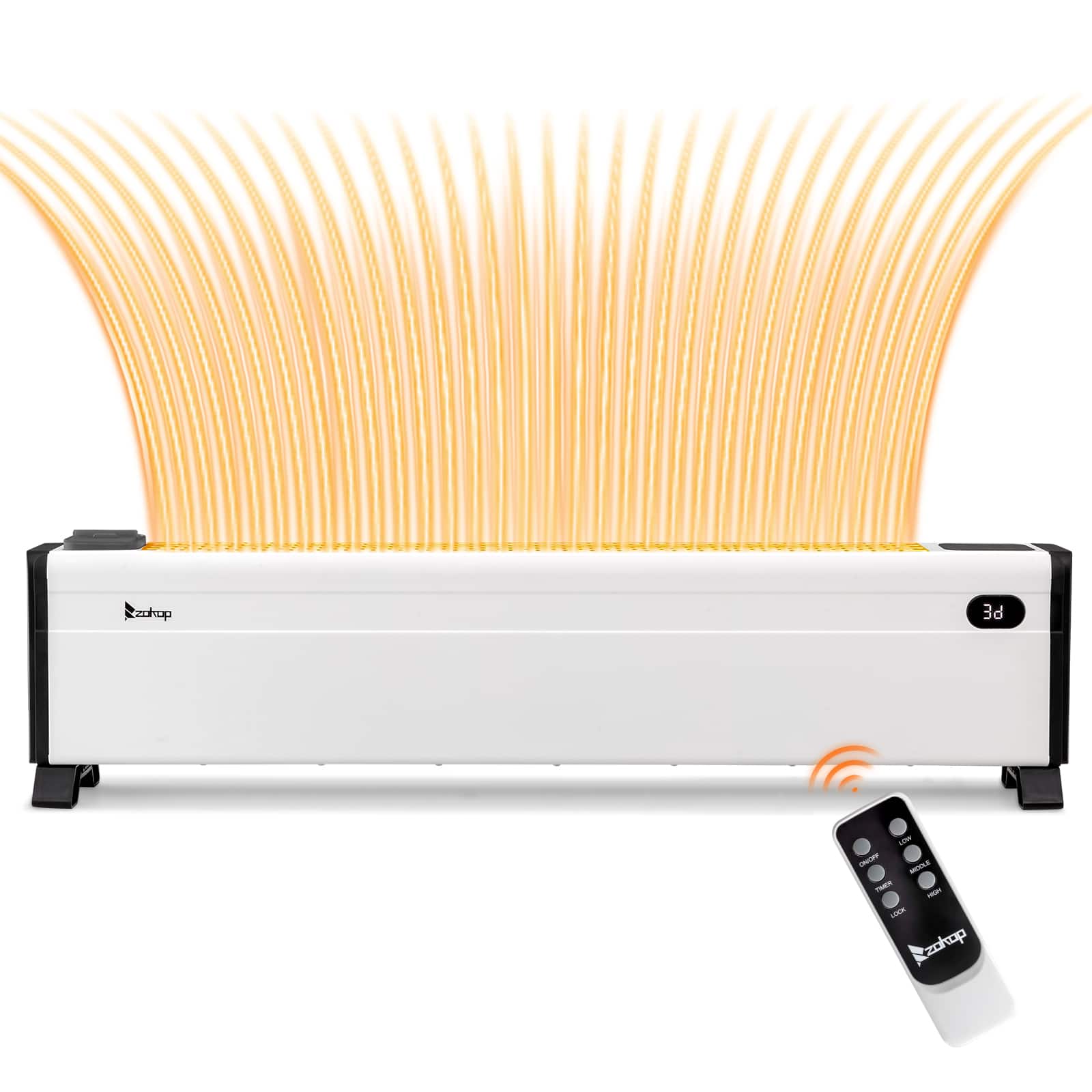 Winado - 32" Baseboard Heater, 1500W Electric Baseboard Space Heater with 3 Heat Settings, Remote Control, Built-in Humidifier - White