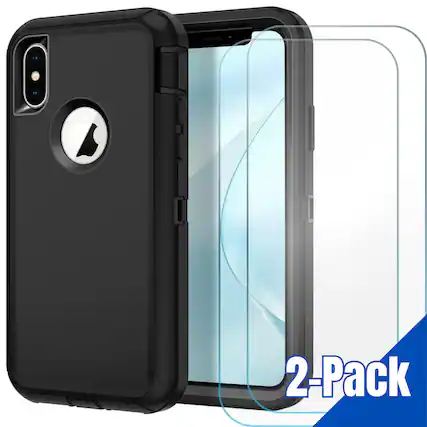 Front. Entronix - Entronix iPhone XR Bundle: Heavy Duty Case with 2 Clear Screen Protectors for Ultimate Protection - Black.