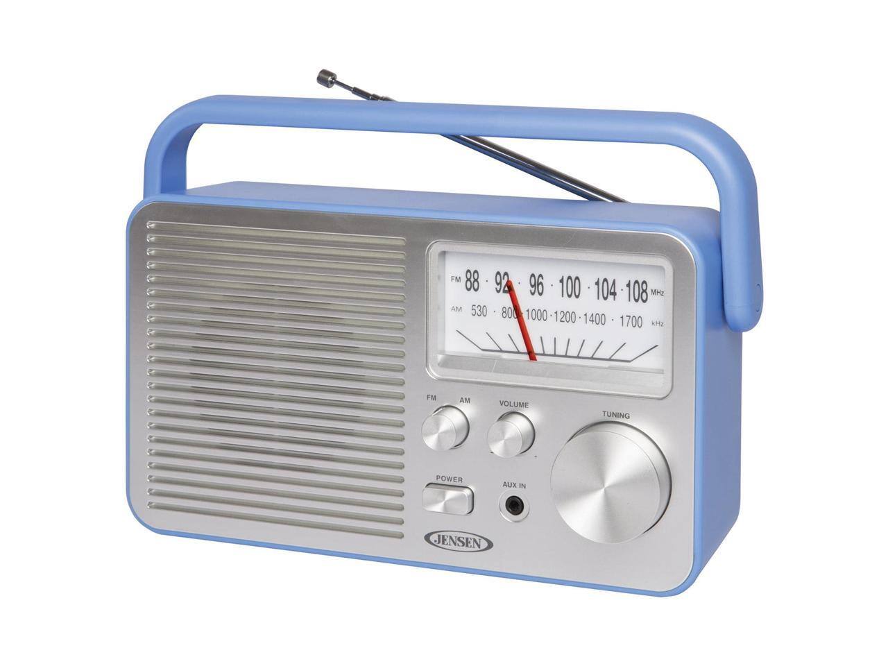 FM 88 92 96 100 104 108 MHz AM 530 800 1000 1200 1400 1700 kHz FM AM VOLUME TUNING POWER AUX IN JENSEN