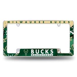Rico Industries - Milwaukee Bucks NBA Chrome Metal License Plate Frame with Bold Full Frame Design - Multi