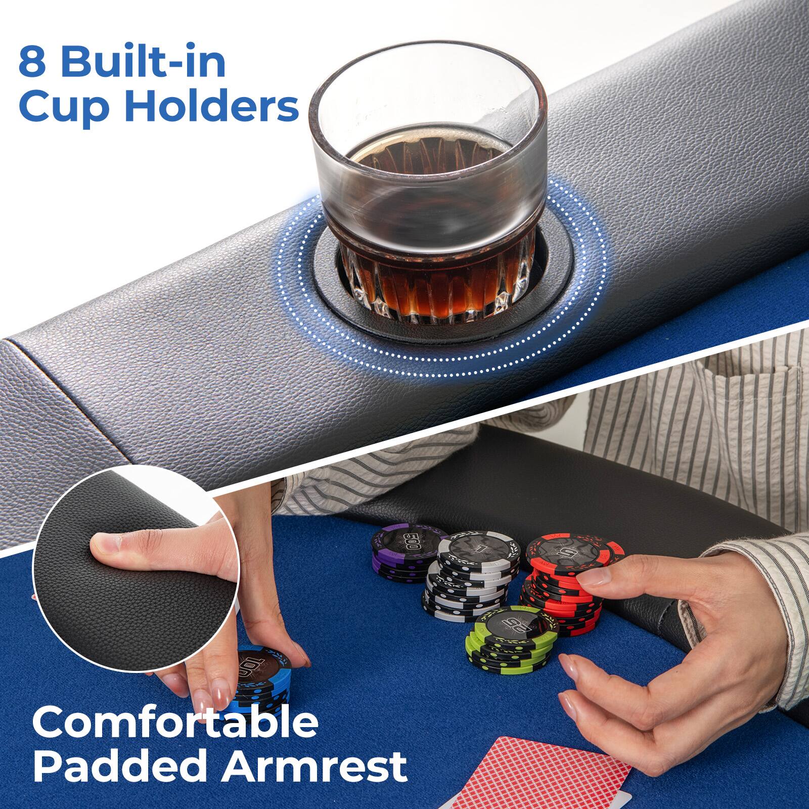 8 Built-in Cup Holders

Comfortable Padded Armrest
