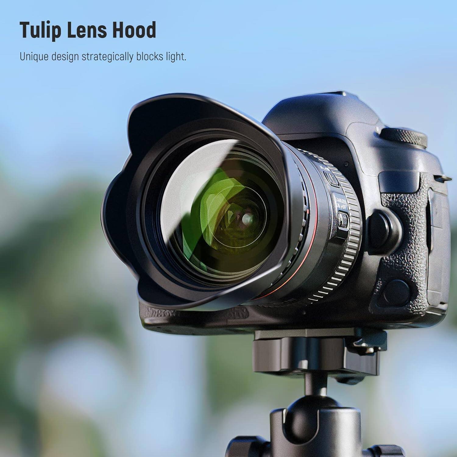 Tulip Lens Hood  
Unique design strategically blocks light.