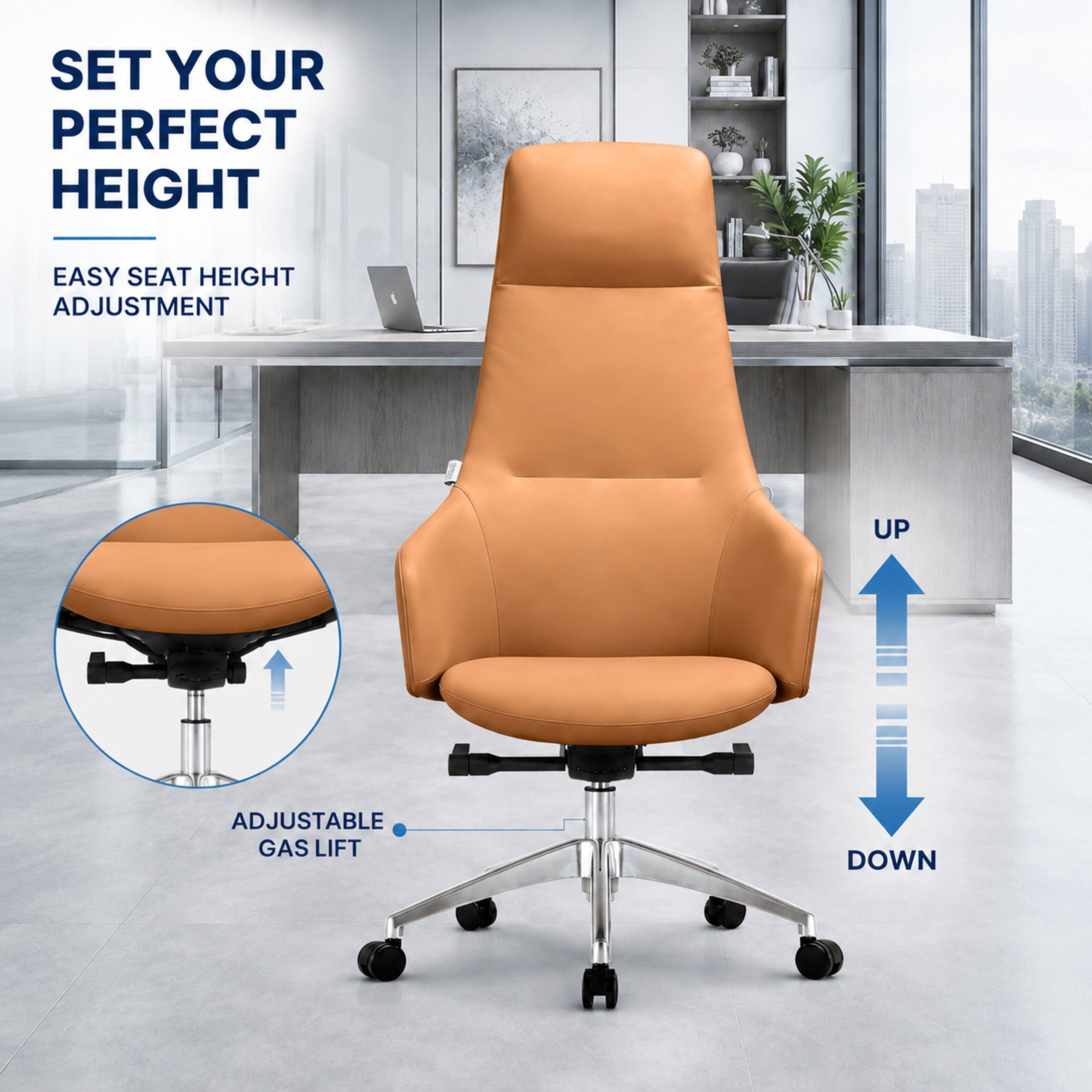 SET YOUR PERFECT HEIGHT  
EASY SEAT HEIGHT ADJUSTMENT  
UP  
ADJUSTABLE GAS LIFT  
DOWN