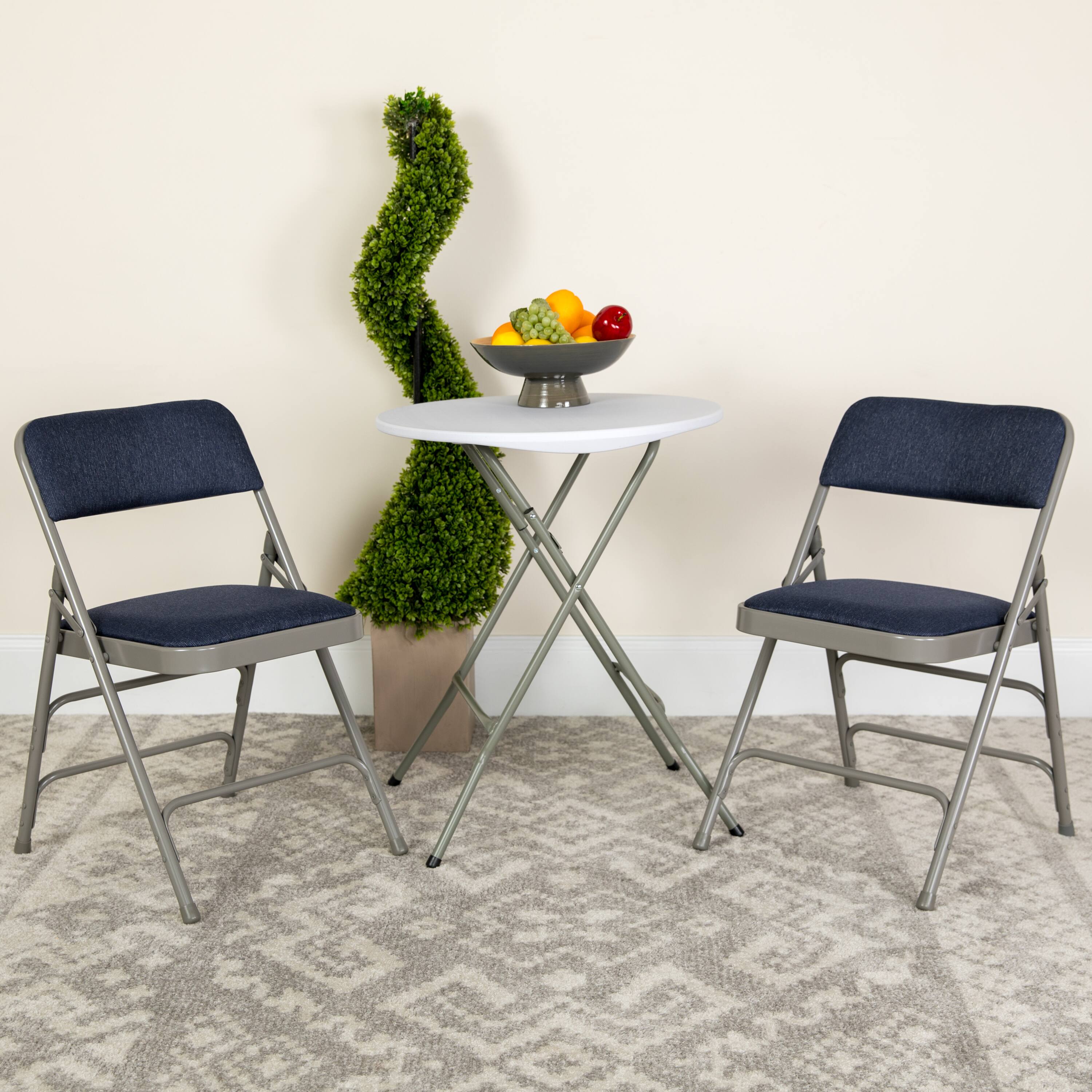 Alt View 2. Emma + Oliver - 2 Pack Home & Office Portable Party Events Padded Metal Folding Chair - Navy Fabric/Gray Frame.