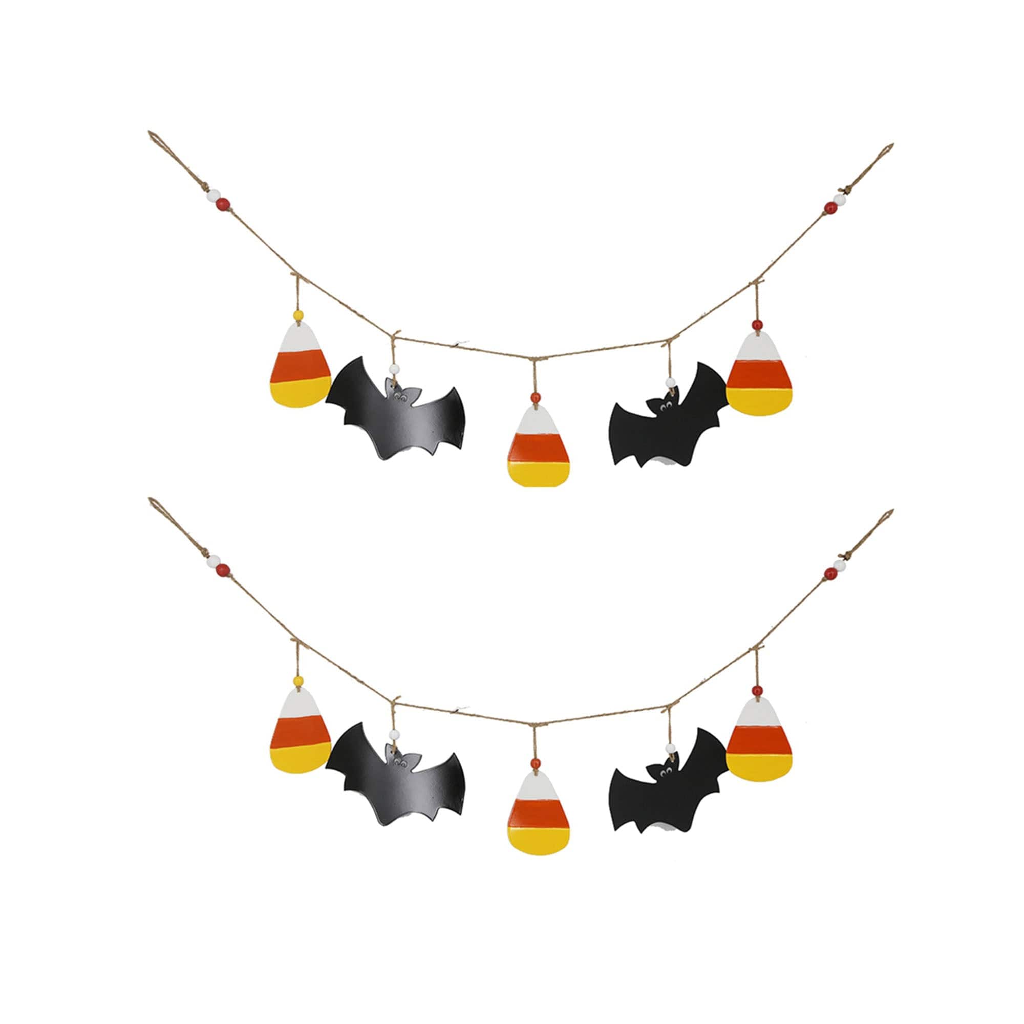 Boyel Living - Set of 2 Halloween Garland with Bat Design for Wall and Mantle Decor - Black,Orange Multi