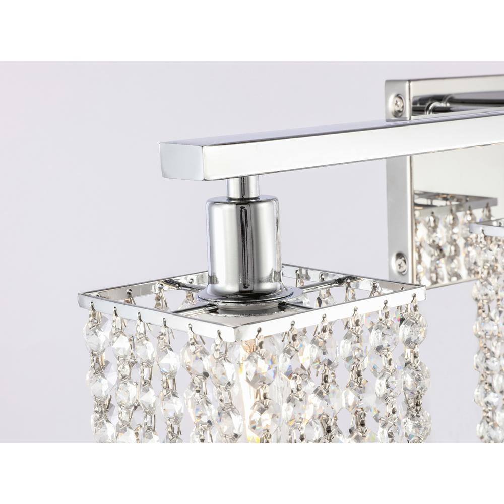 Alt View 2. Living District - Phineas 3 light Chrome and Clear Crystals wall sconce - Chrome And Clear Crystals.